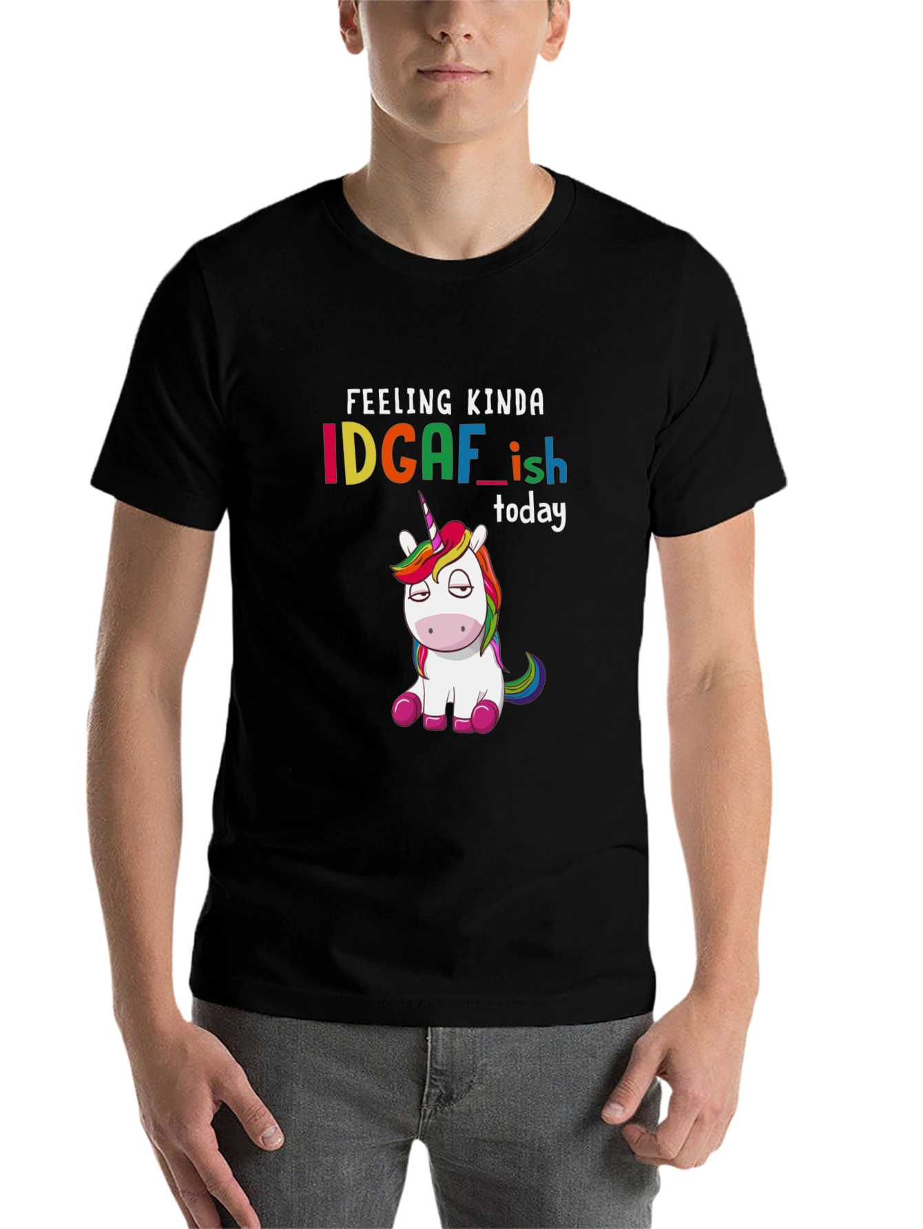 Black IDGAF-ish Unicorn Graphic Tee - Feeling Kinda Today T-Shirt view 7