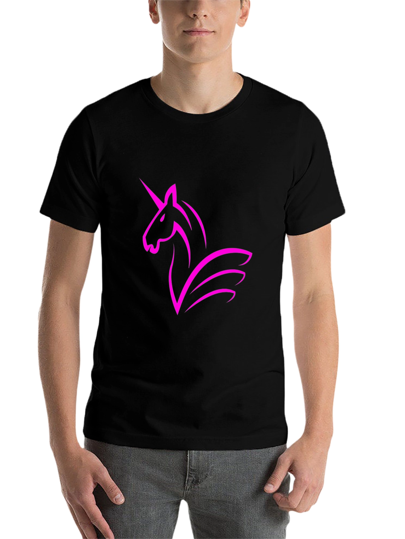 Black Black T-Shirt with Unicorn Graphic view 7