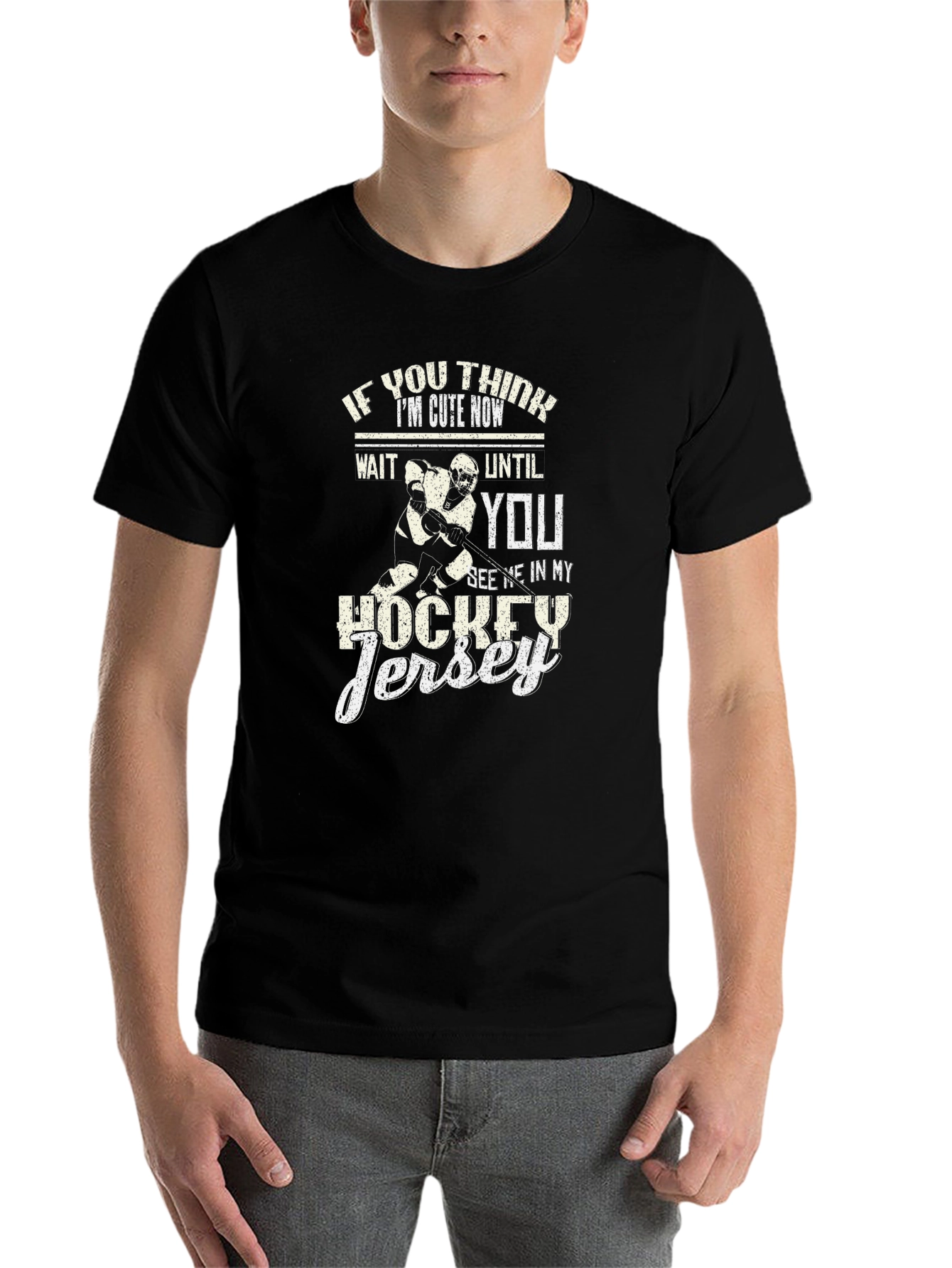 Black Funny Hockey Jersey T-Shirt view 7