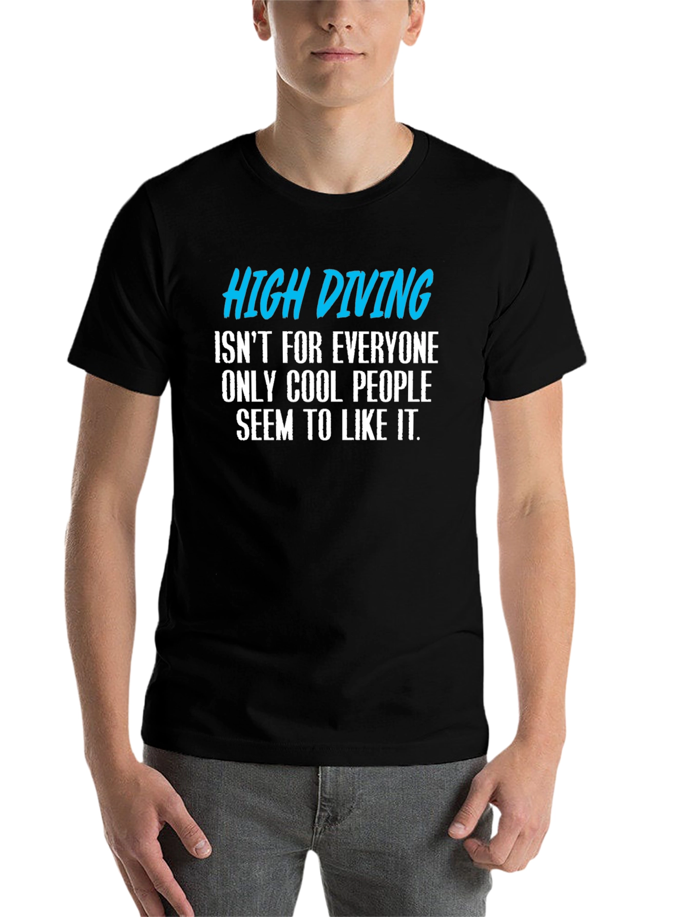 Black High Diving Funny Graphic T-Shirt view 7