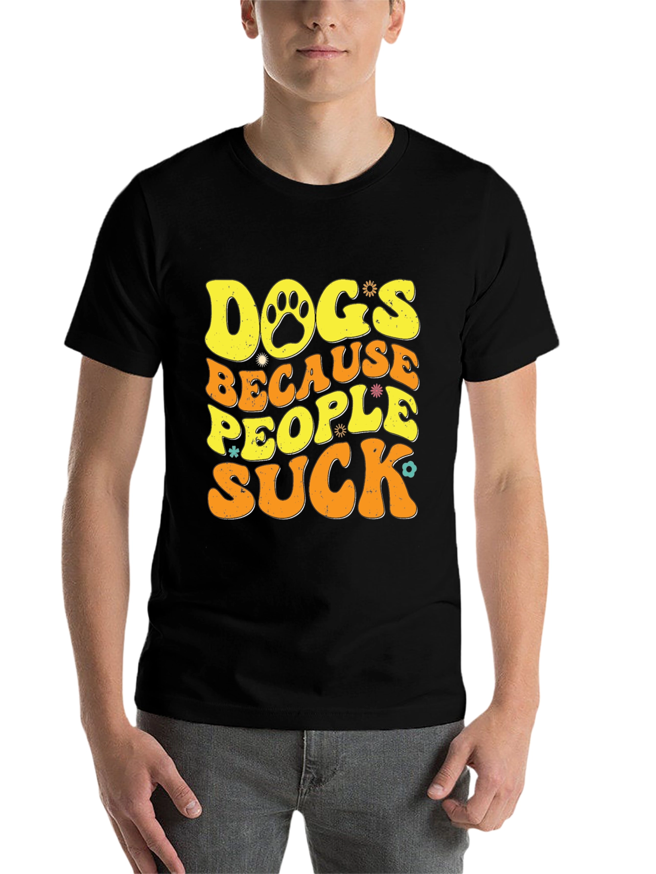 Black Dogs Because People Suck T-Shirt view 7