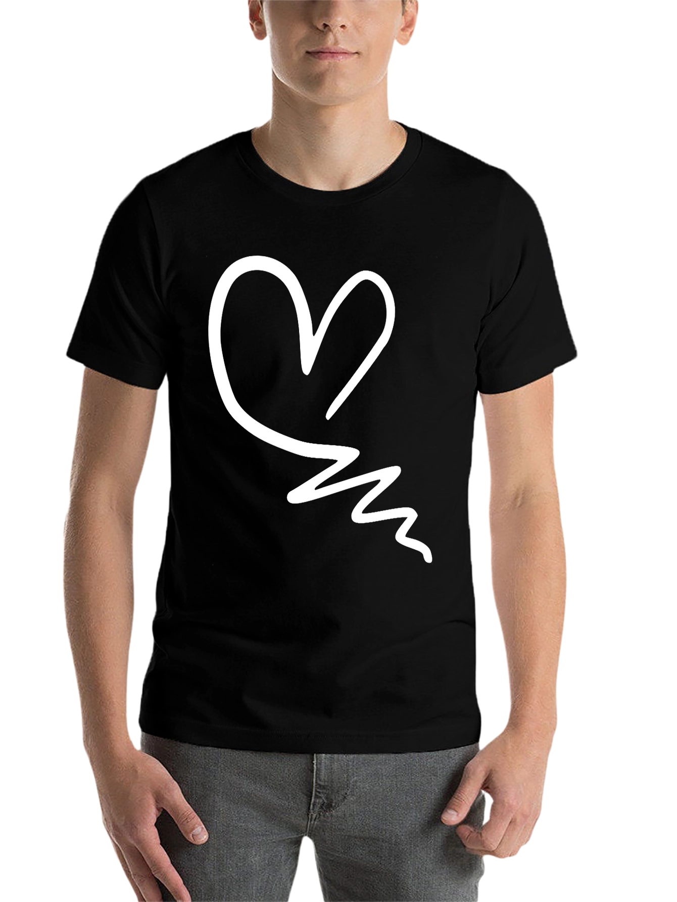 Black Heart Scribble Black T-Shirt - Trendy Casual Tee view 7
