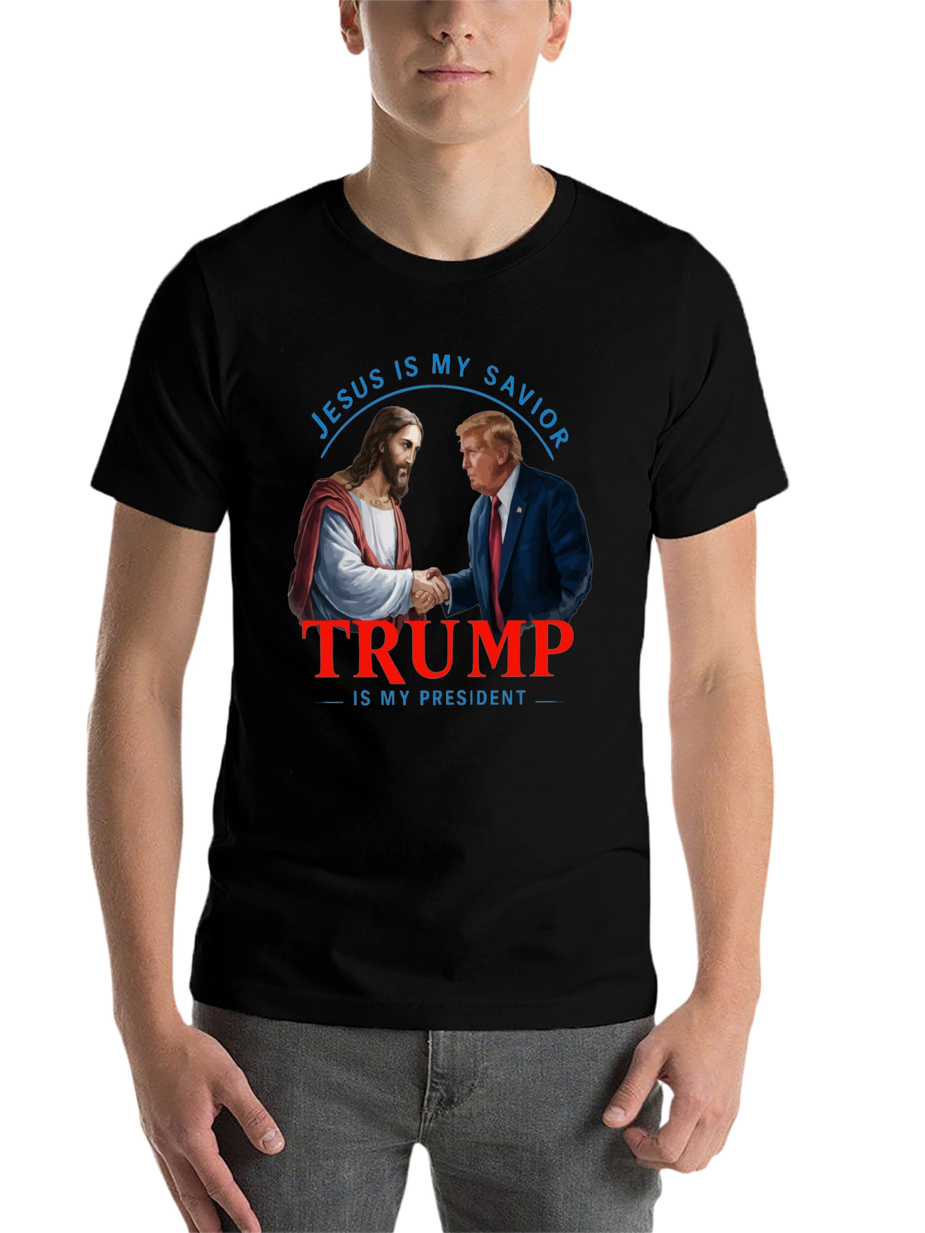 Black Jesus & Trump T-Shirt: Savior and President view 7