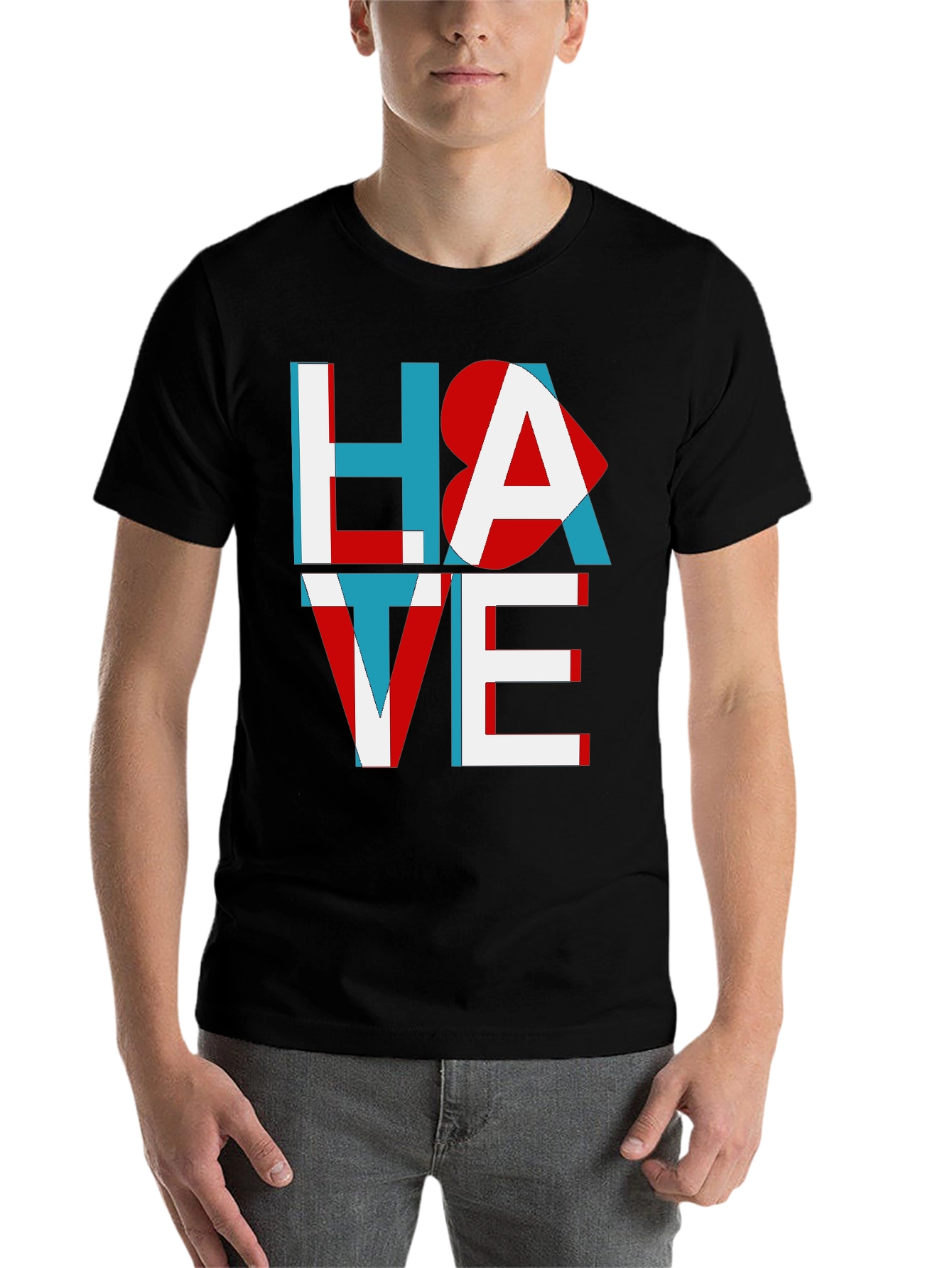 Black Hate Love Graphic Tee - Unisex Cotton T-Shirt view 7