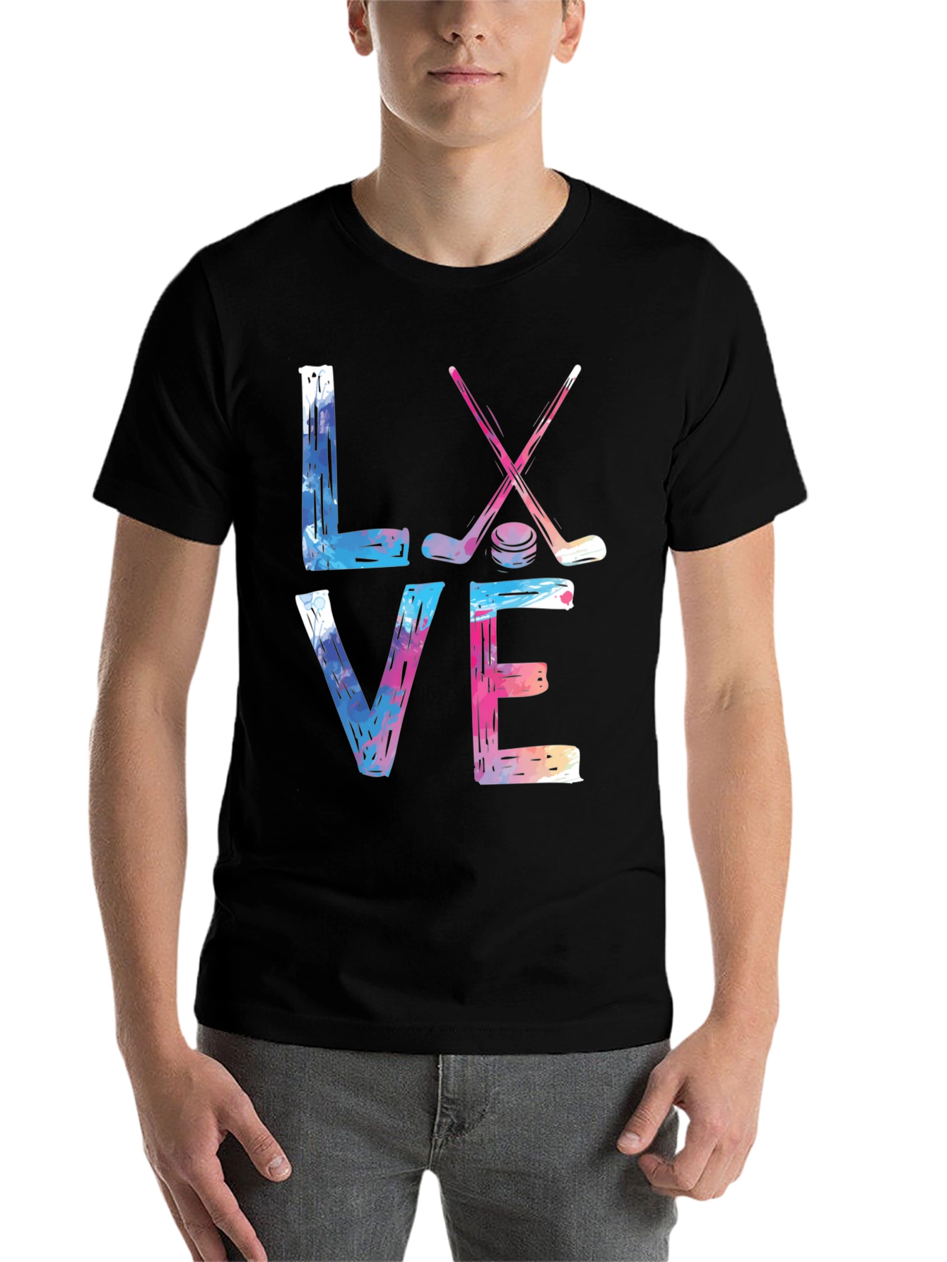 Black Love Hockey Graphic T-Shirt view 7