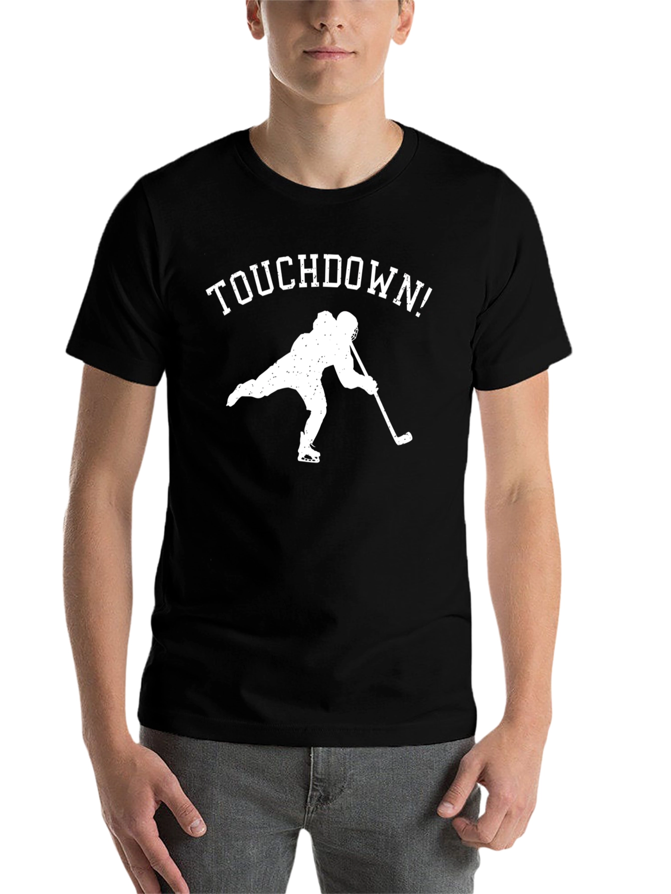 Black Touchdown Hockey T-Shirt - Cool Sports Tee view 7