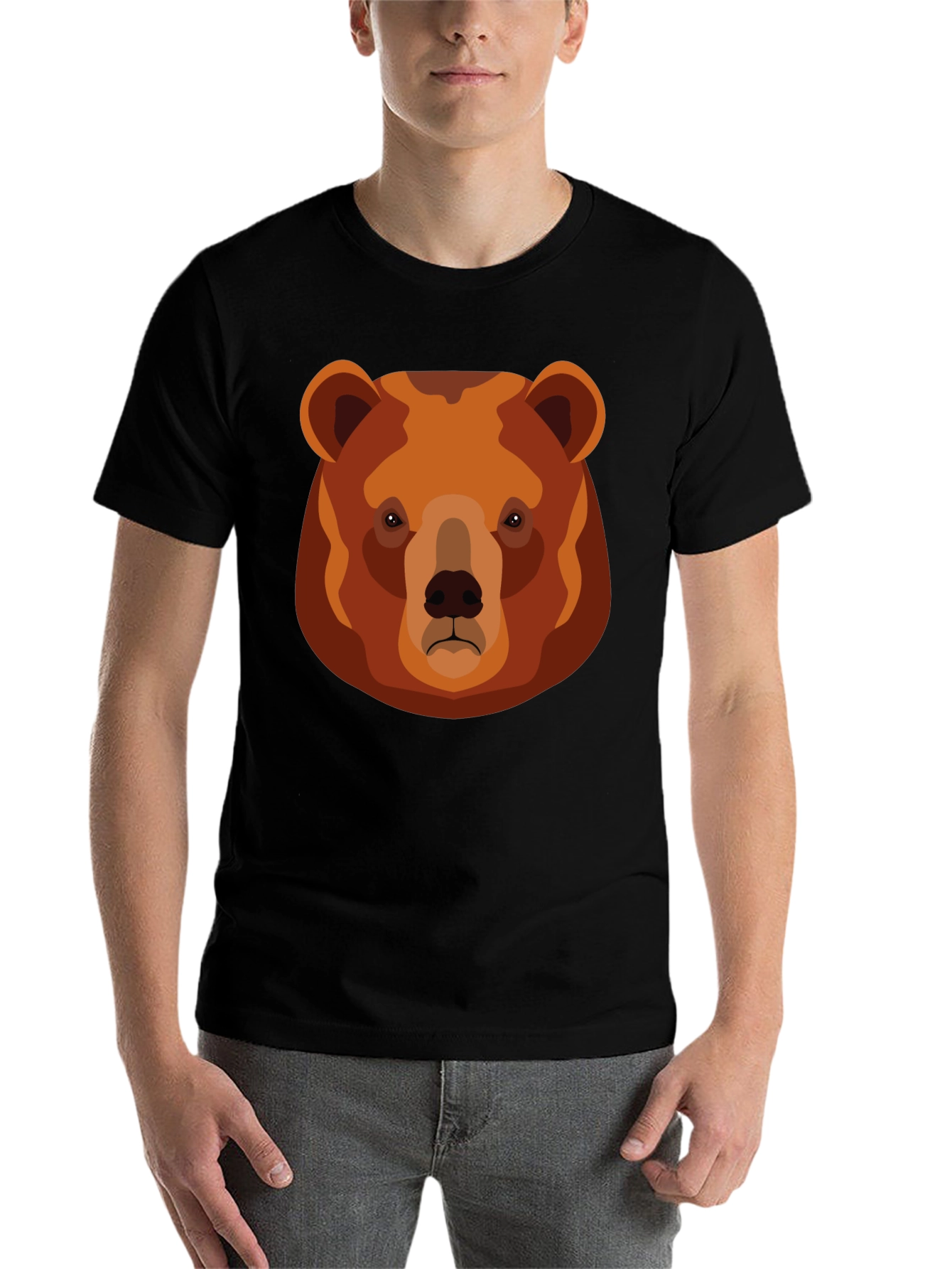 Black Grizzly Bear Graphic T-Shirt - Black Cotton Tee view 7