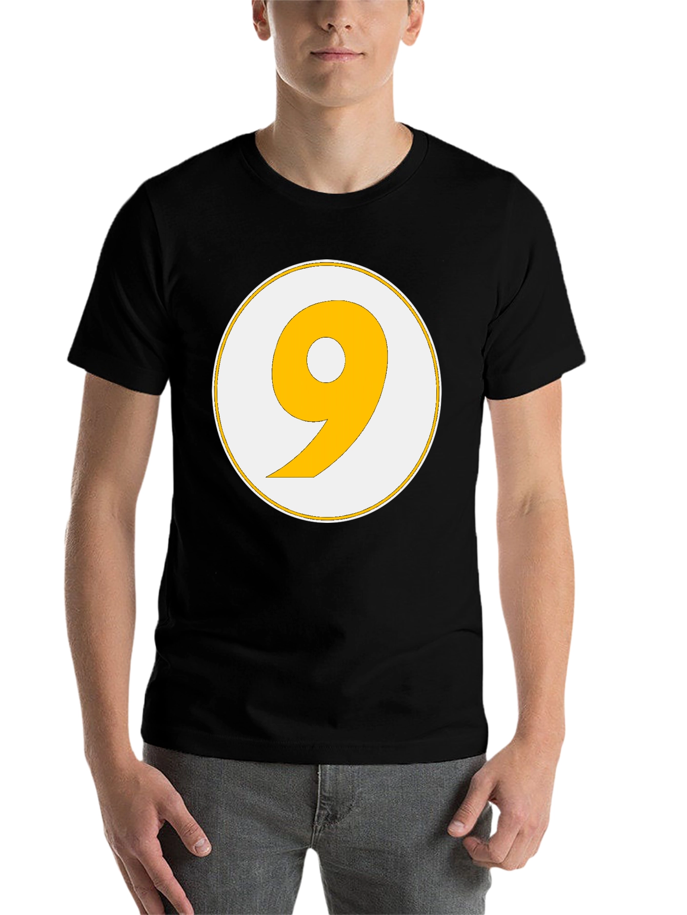 Black Nine Ball Graphic Tee - Black Cotton Blend view 7