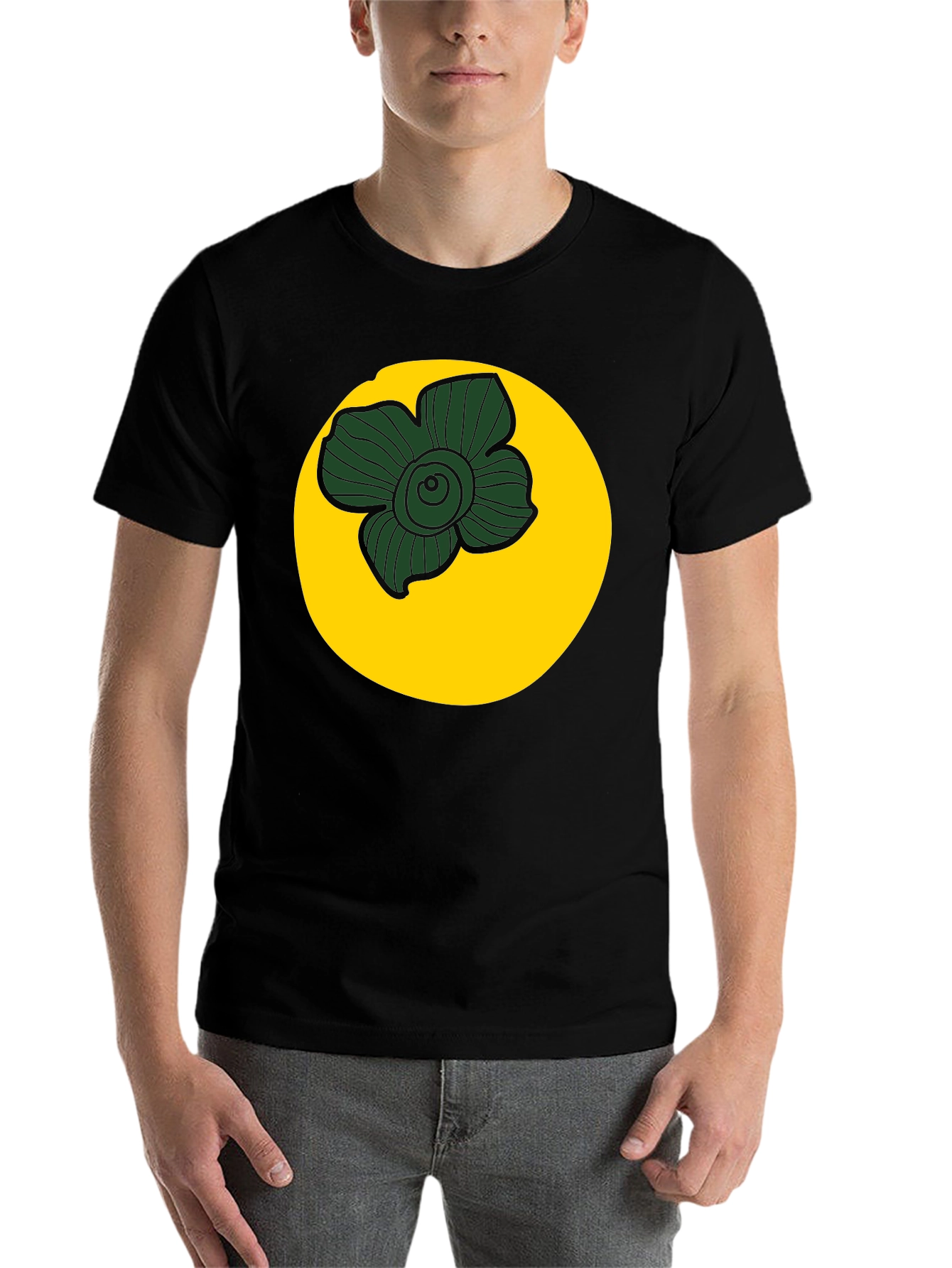 Black Black Tee with Floral Circle Graphic view 7
