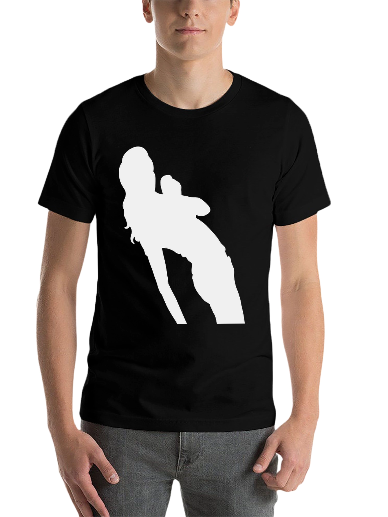 Black Black Graphic Tee - White Silhouette Design view 7