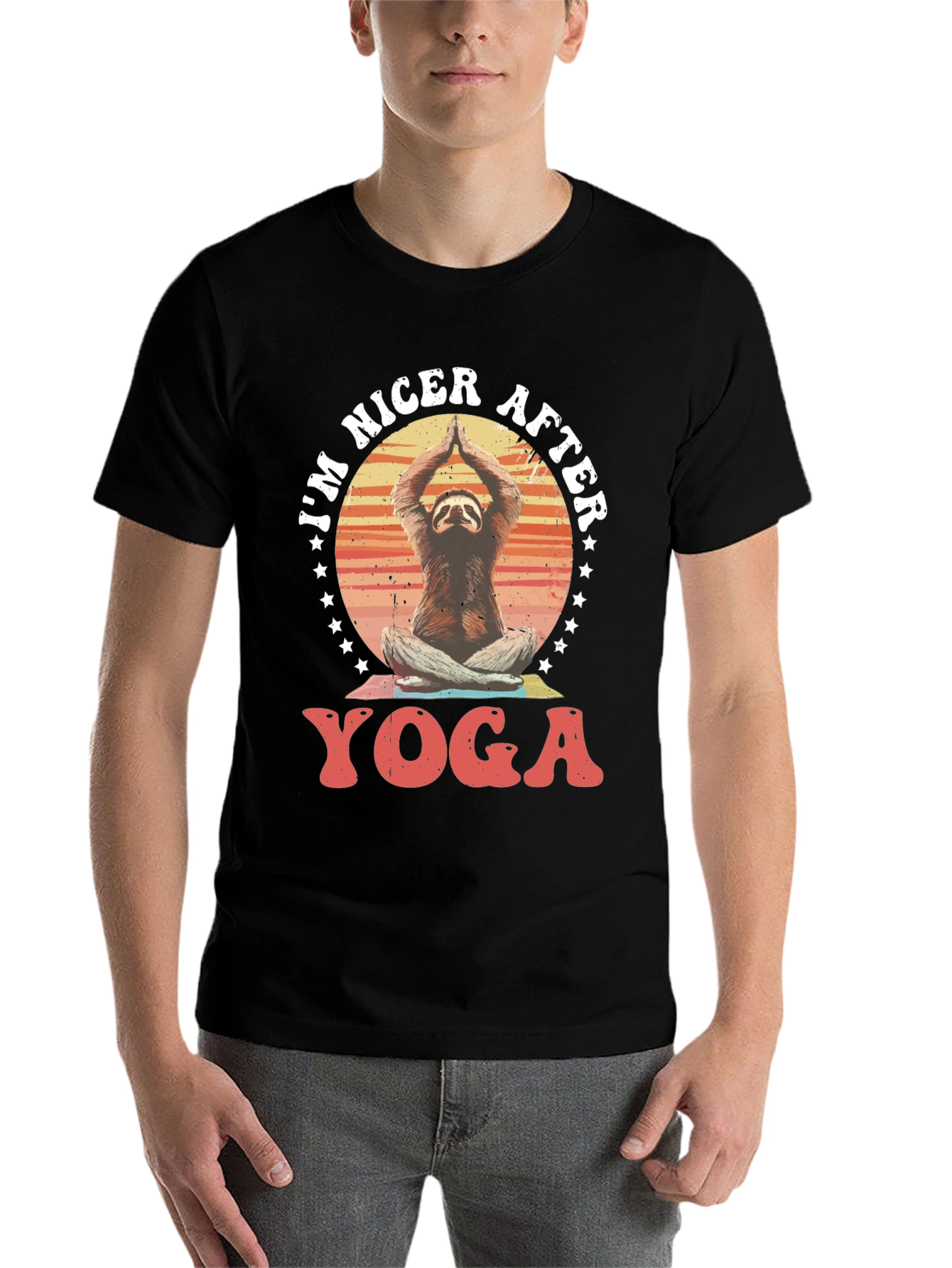 Black Nicer After Yoga Sloth Graphic T-Shirt view 7