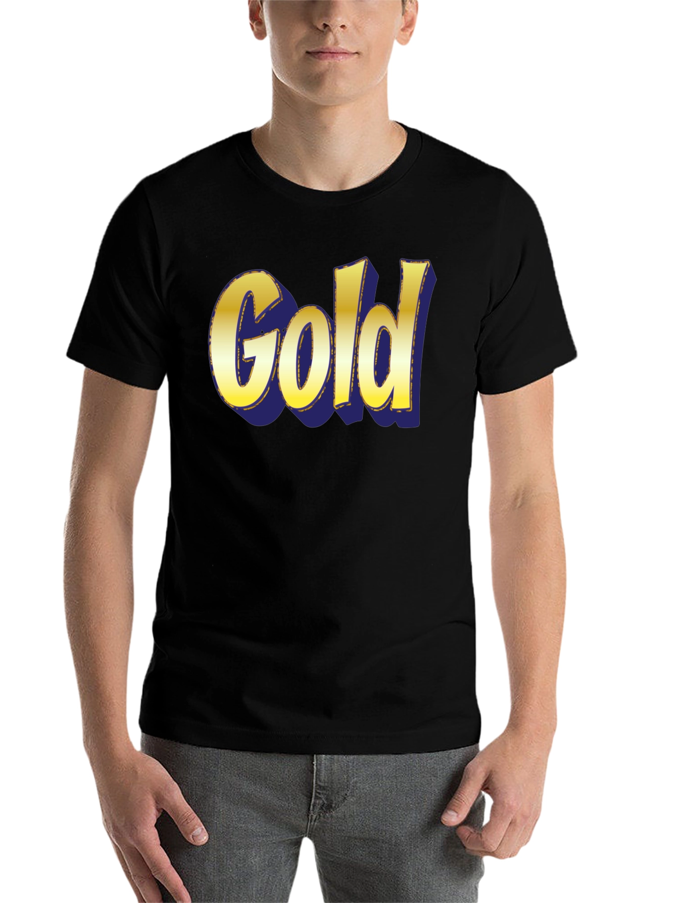 Black Bold "Gold" Graphic Print Crew Neck T-Shirt view 7