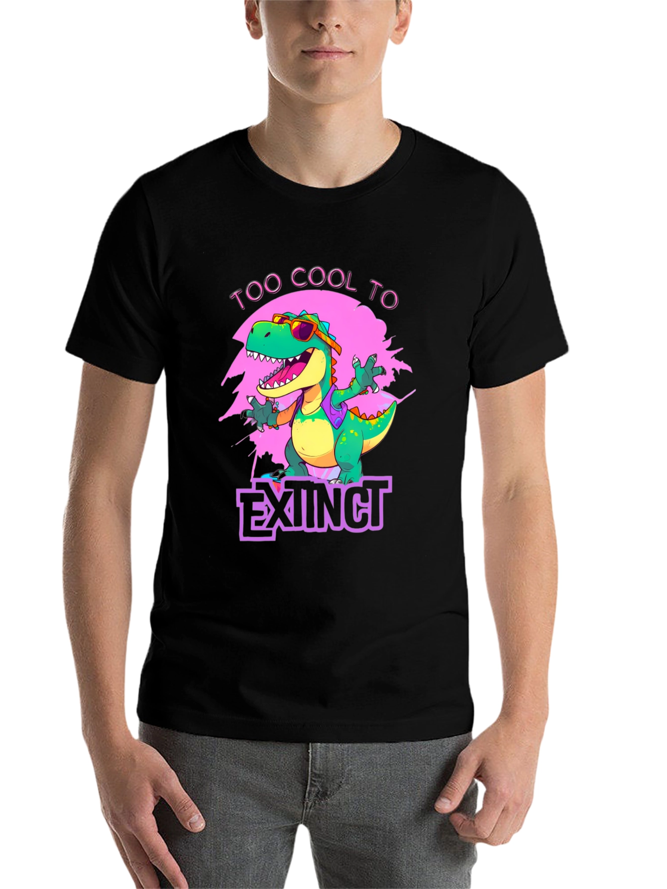 Black Cool Dinosaur Graphic T-Shirt - Extinct Humor view 7