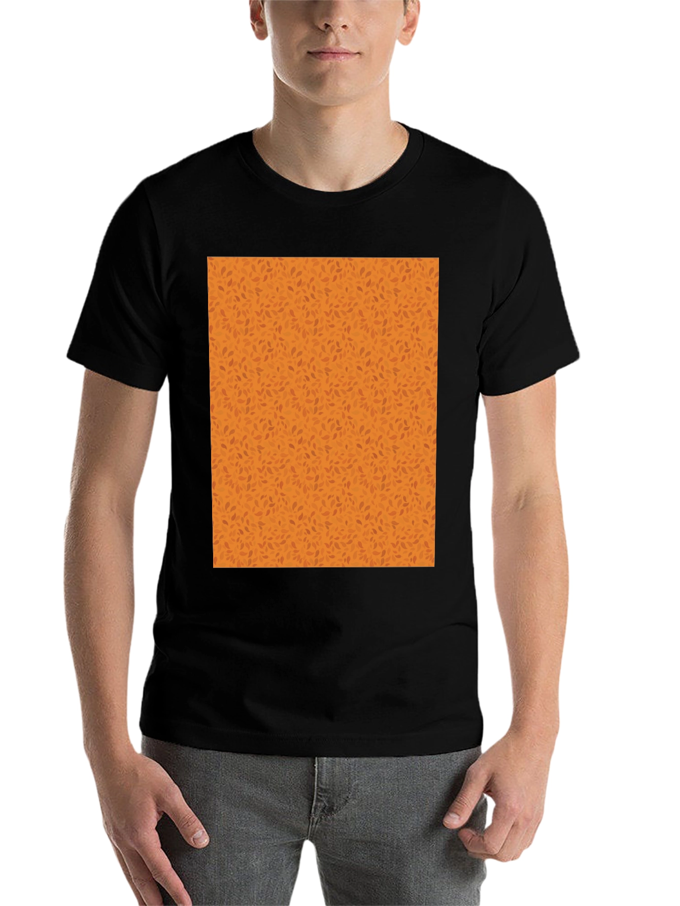 Black Black Tee with Autumn Leaf Pattern view 7