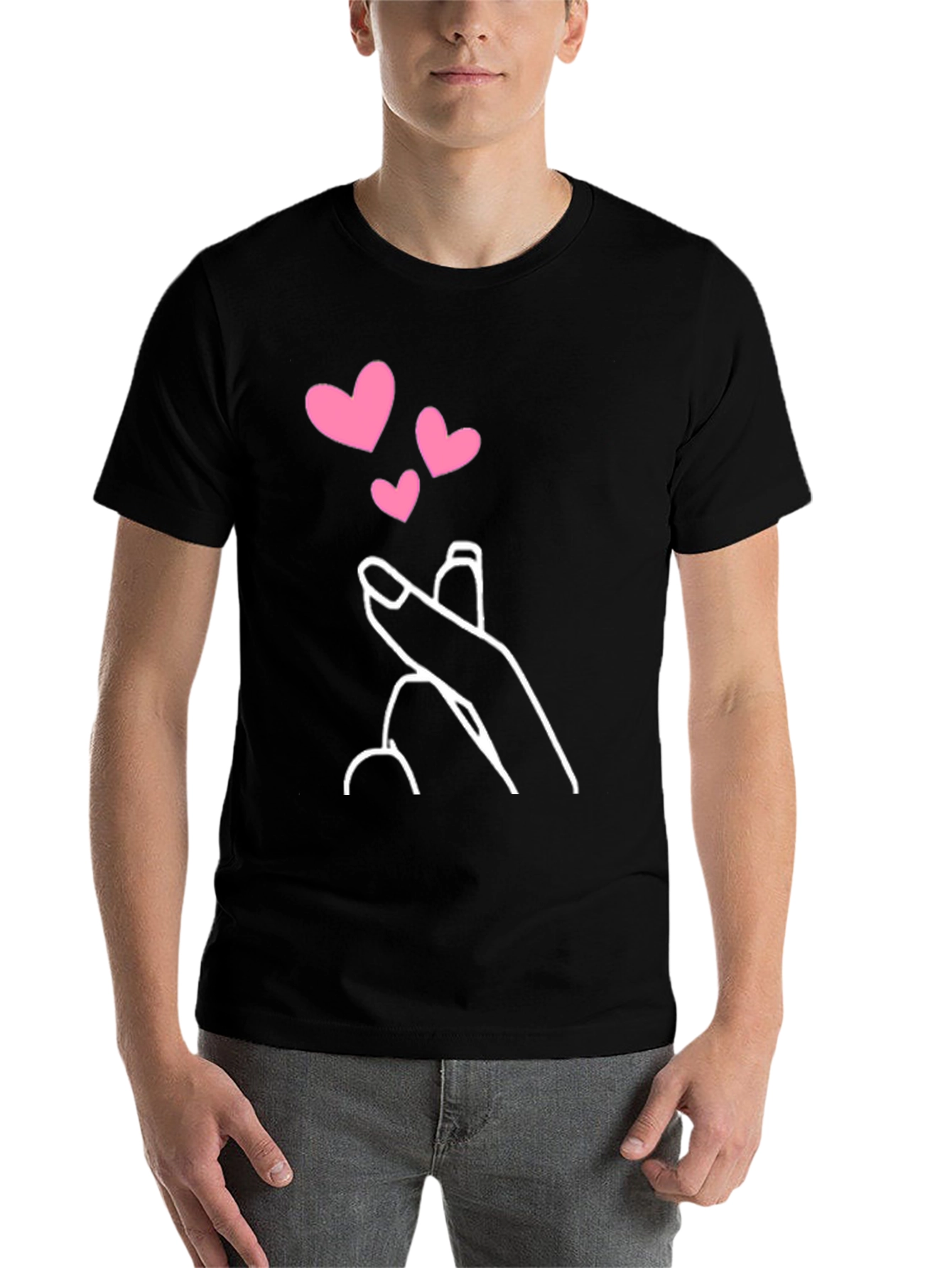 Black Heart Finger Gesture Graphic Tee - Stylish Casual Wear view 7