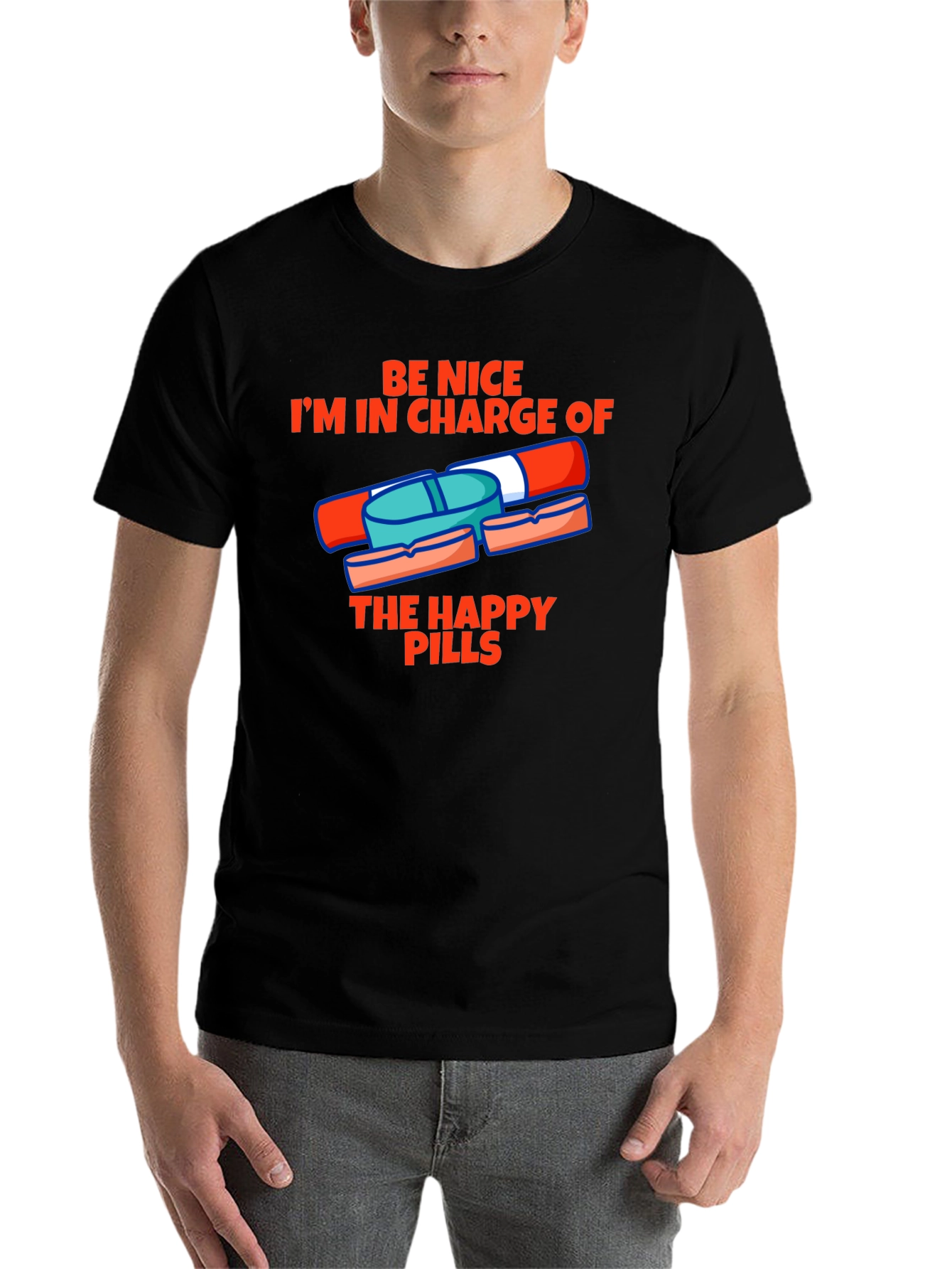 Black Happy Pills Graphic Tee - Be Nice T-Shirt view 7