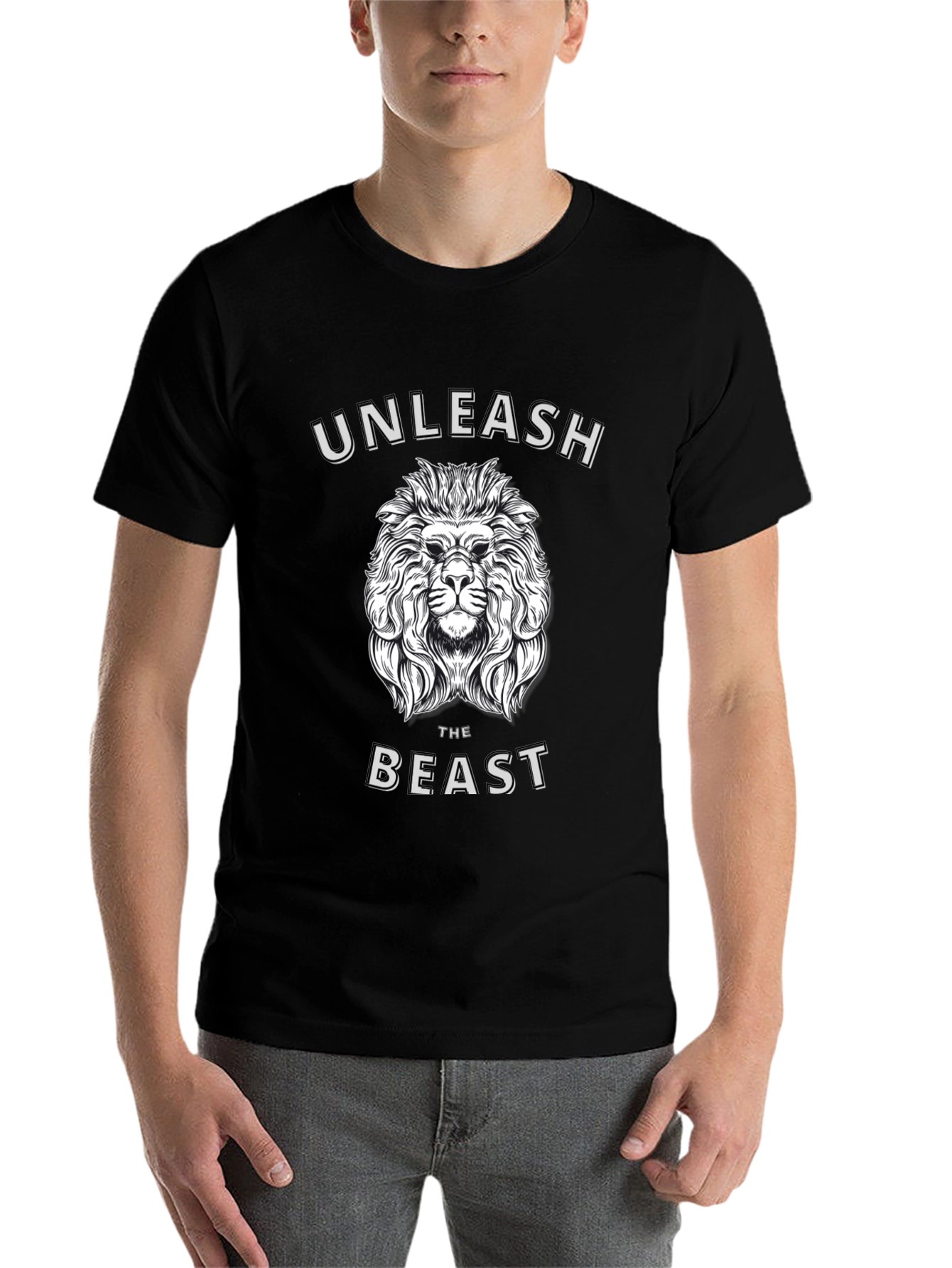 Black Unleash the Beast Lion Graphic T-Shirt - Mens view 7