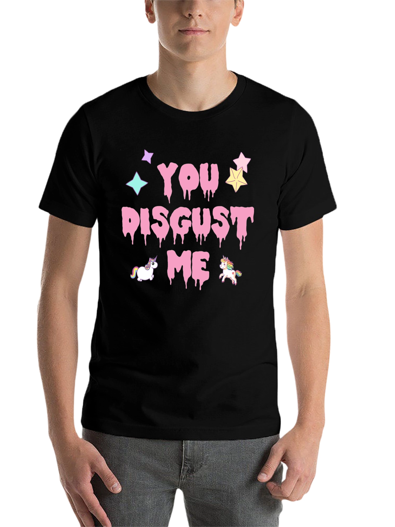 Black You Disgust Me Unicorns Graphic T-Shirt view 7