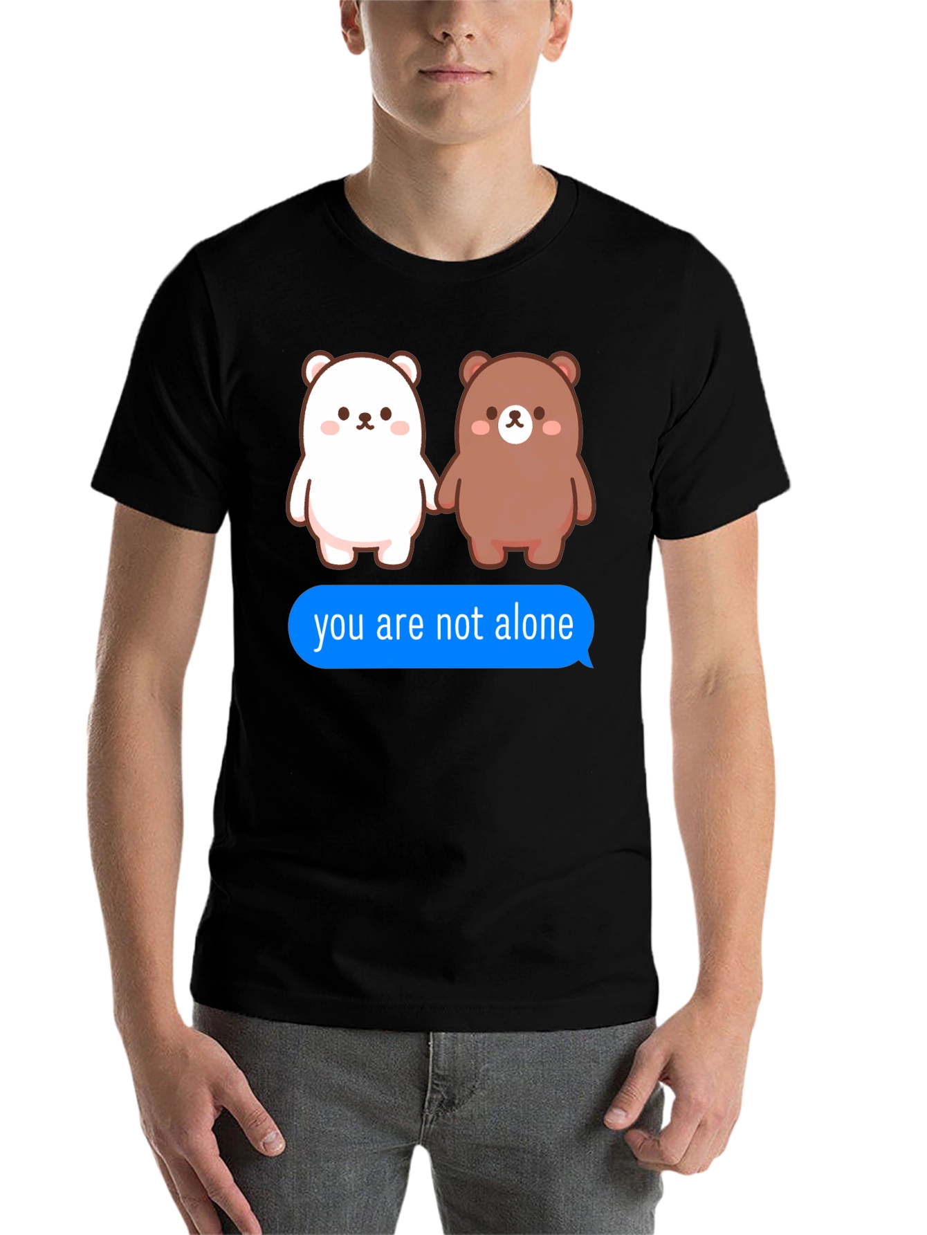 Black Cute Bears T-Shirt - You Are Not Alone Design view 7
