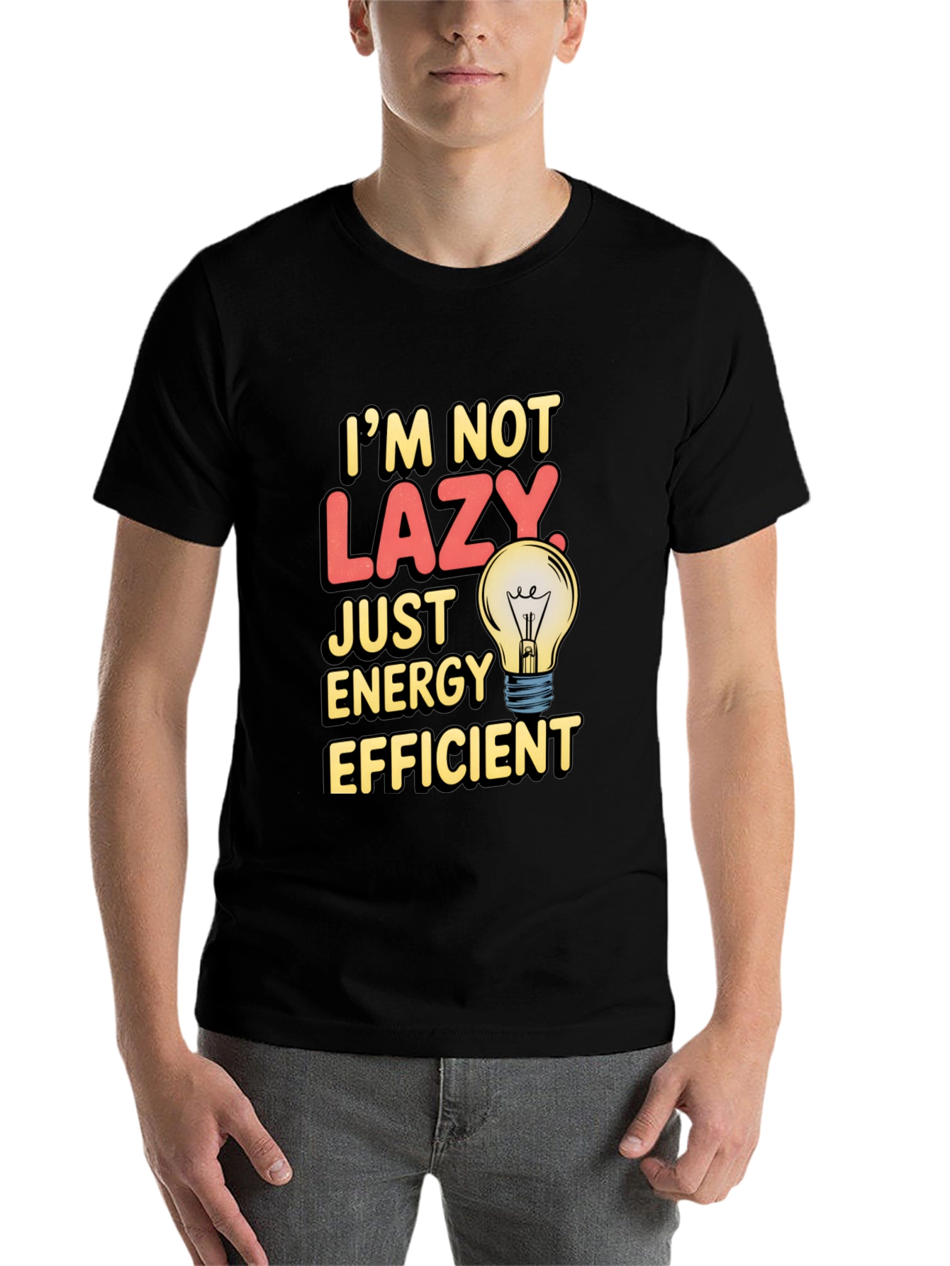 Black Funny Energy Efficient T-Shirt view 7
