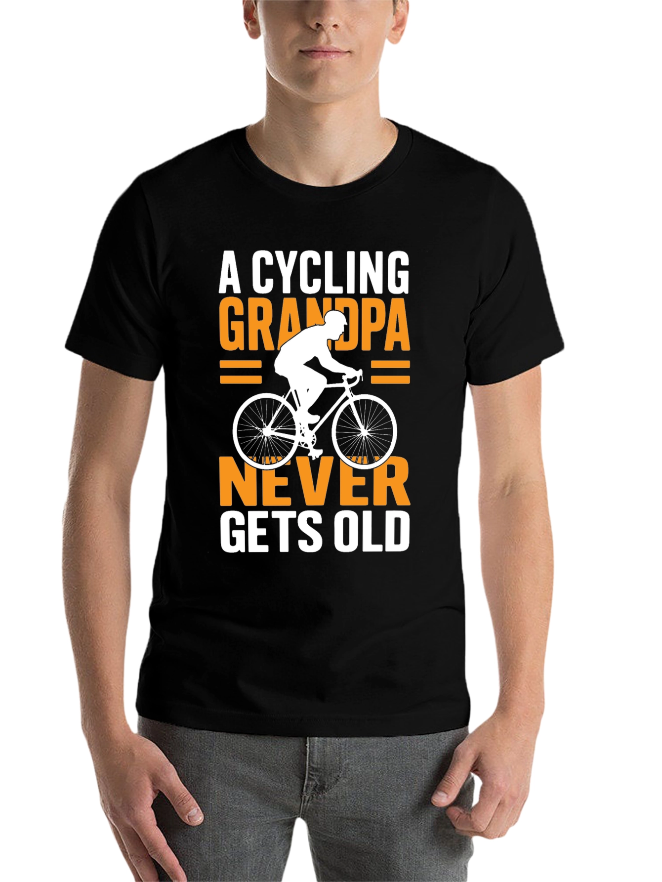 Black Cycling Grandpa T-Shirt - Never Gets Old! view 7