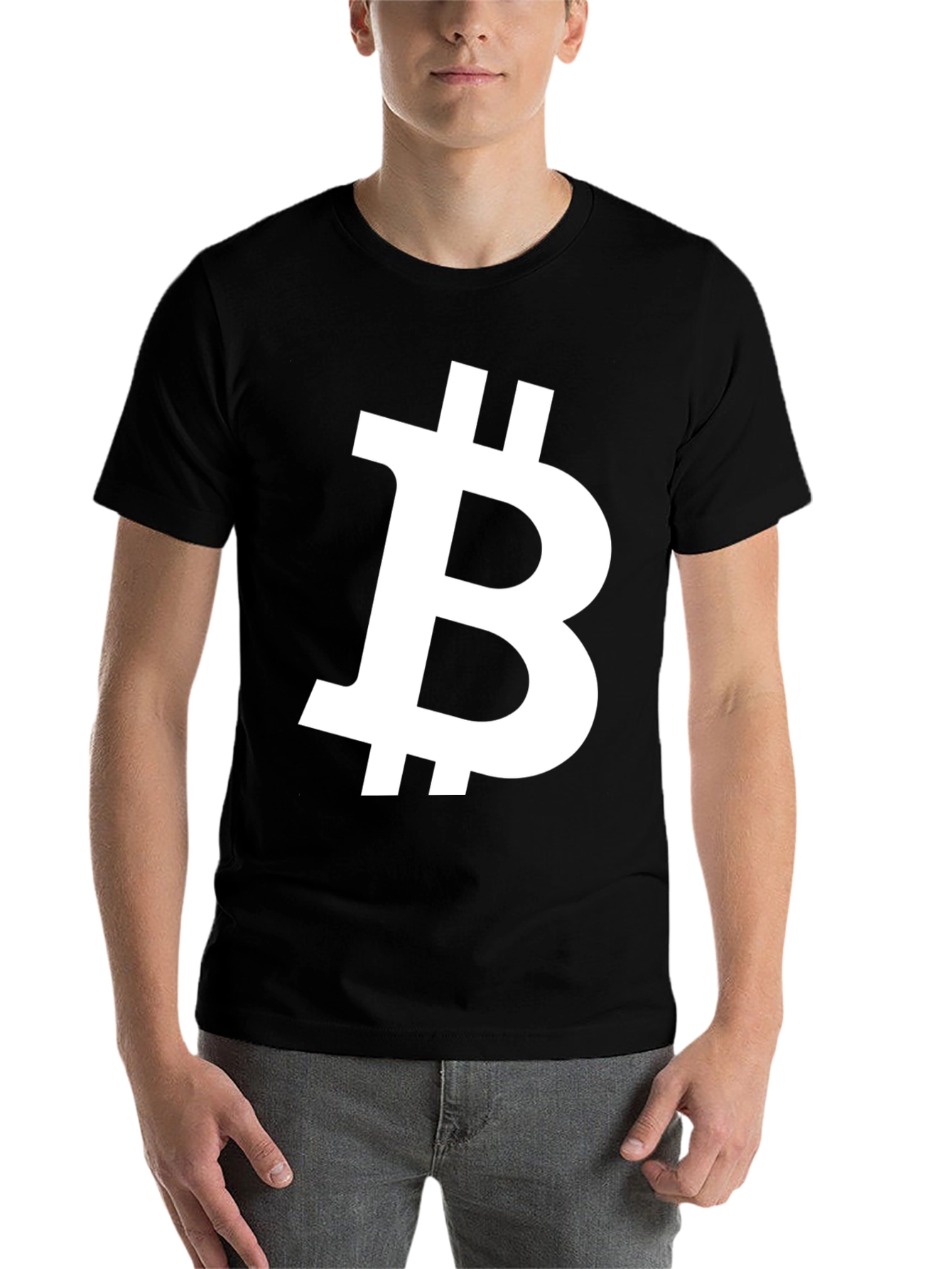 Black Bitcoin Symbol Black T-Shirt view 7