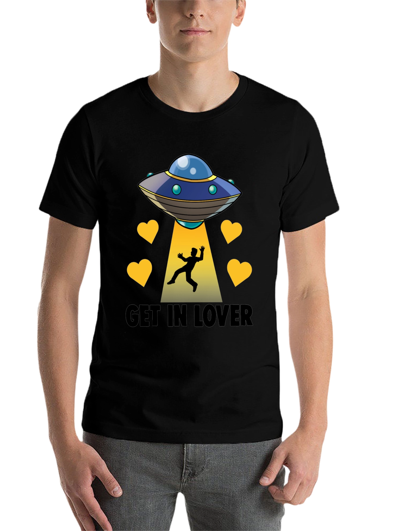 Black Get In Lover UFO Abduction Graphic Tee view 7