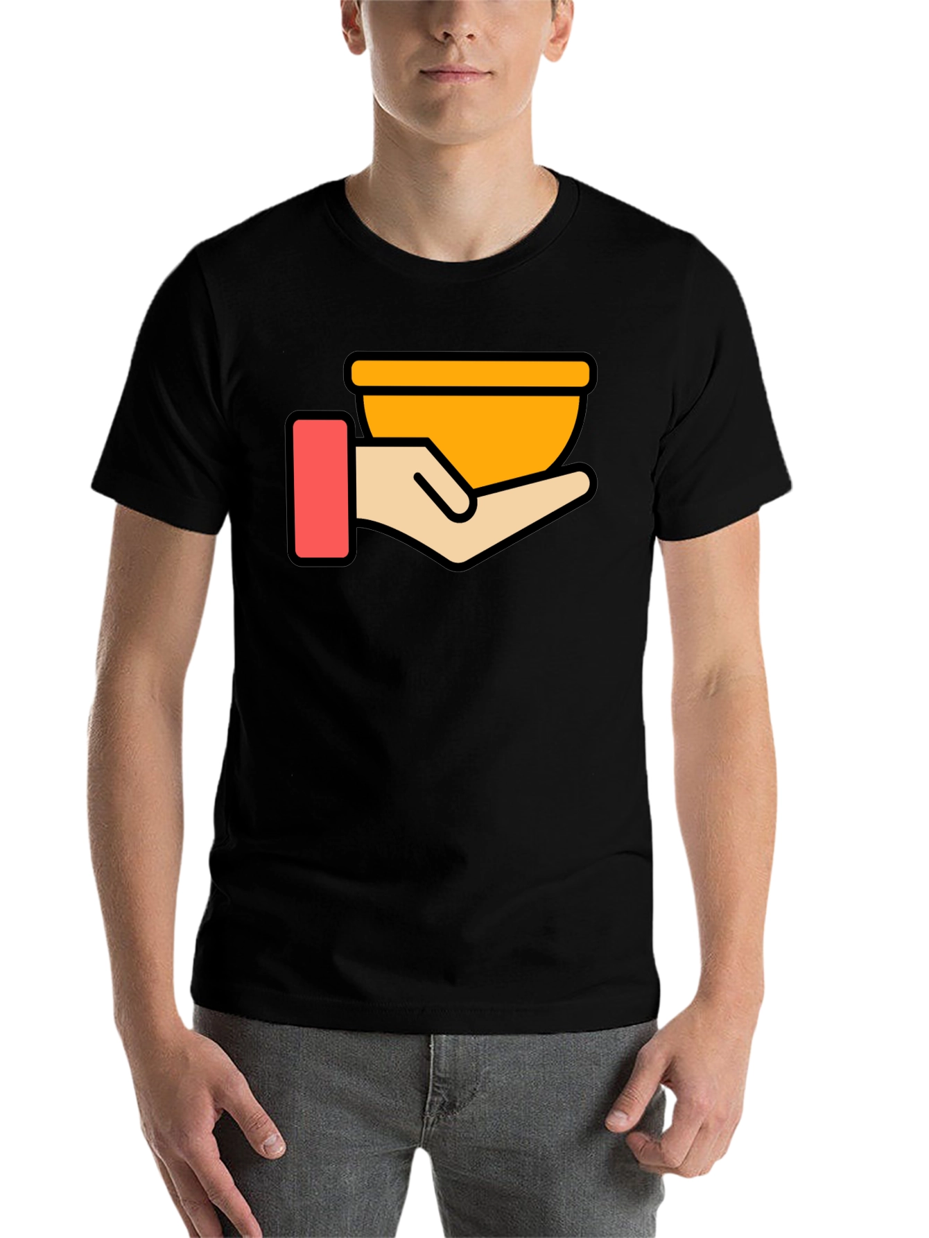 Black Hand Holding Bowl Graphic T-Shirt - Black view 7