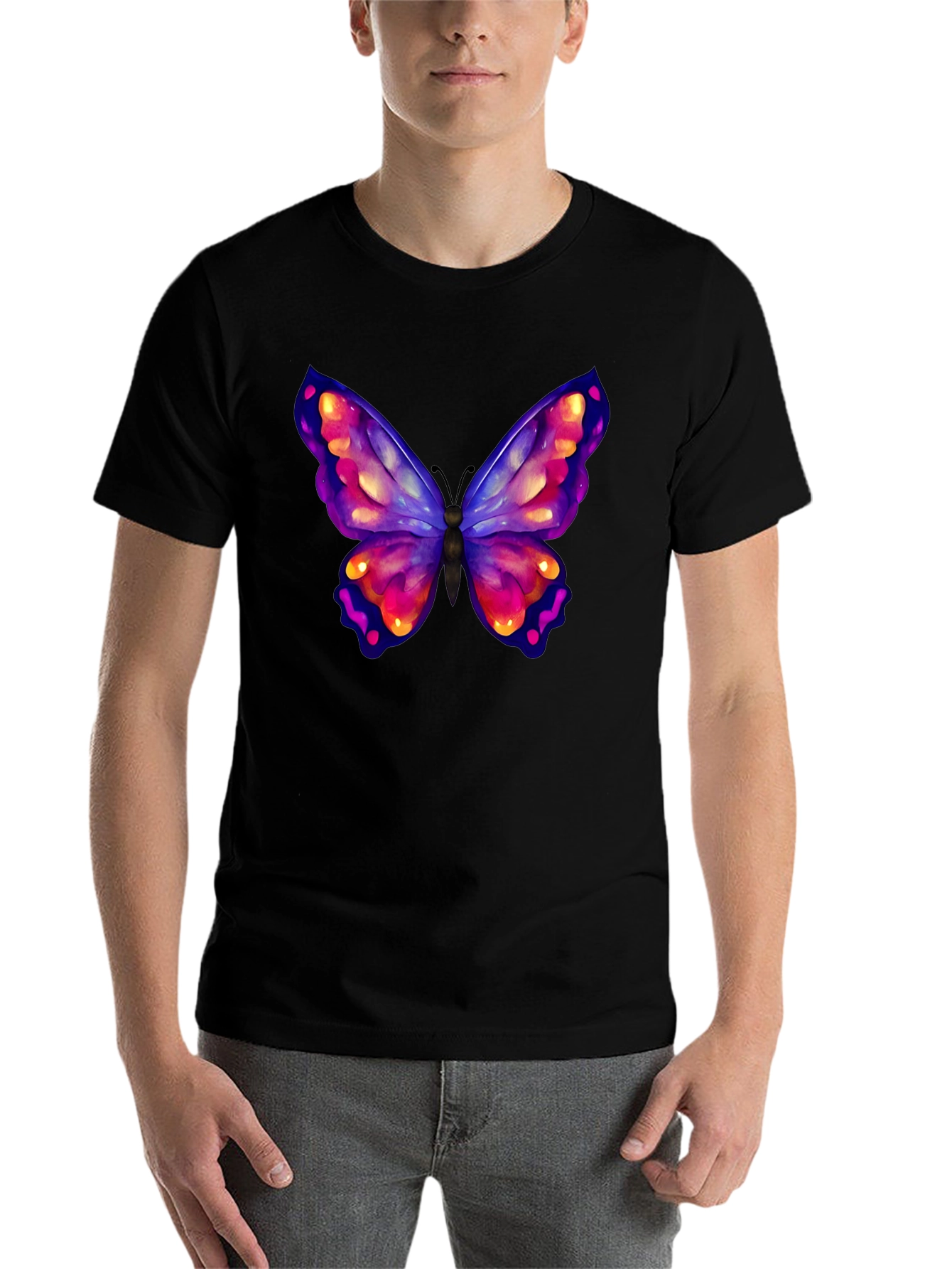 Black Butterfly Graphic Black T-Shirt view 7