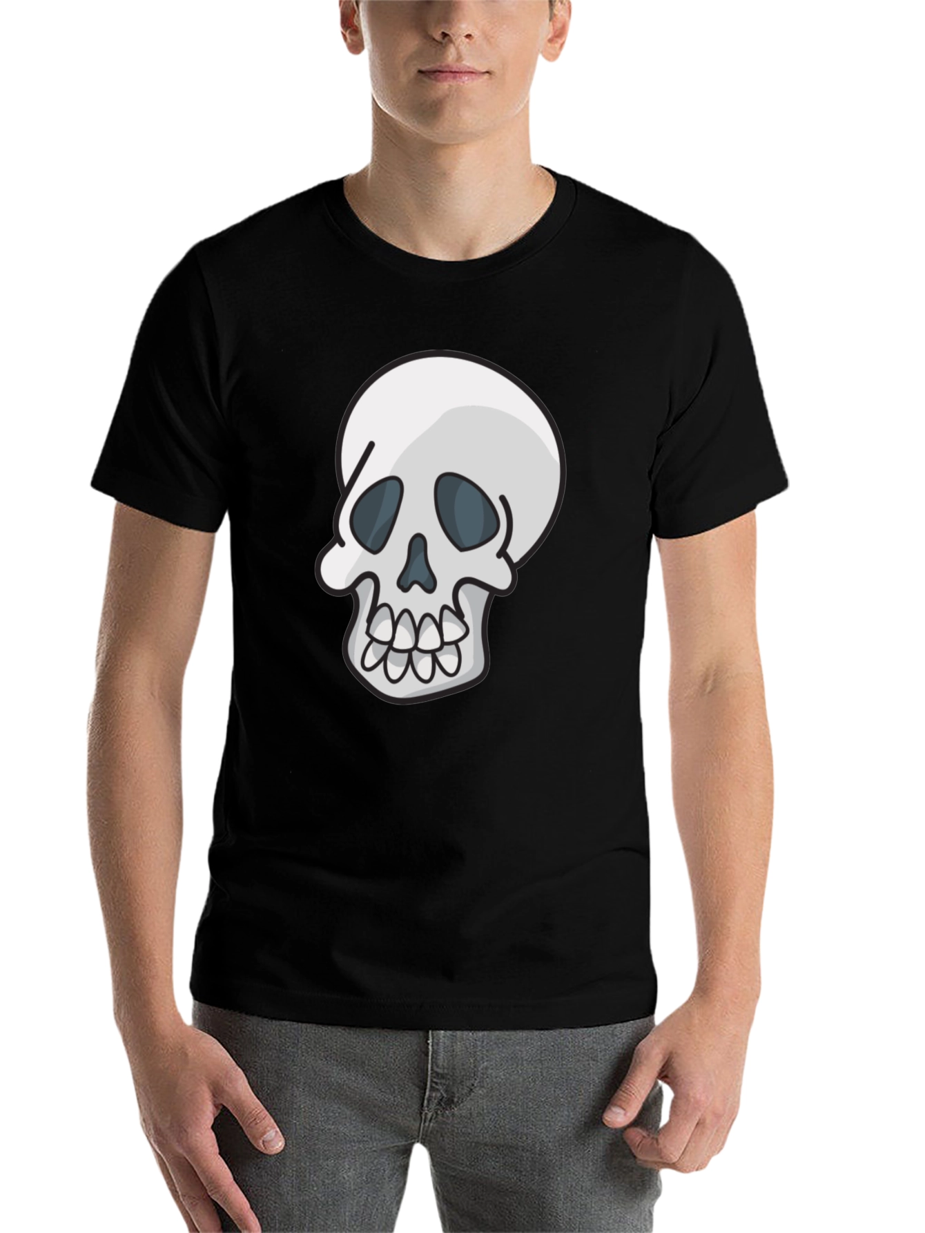 Black Skull Graphic Tee - Casual Black T-Shirt view 7