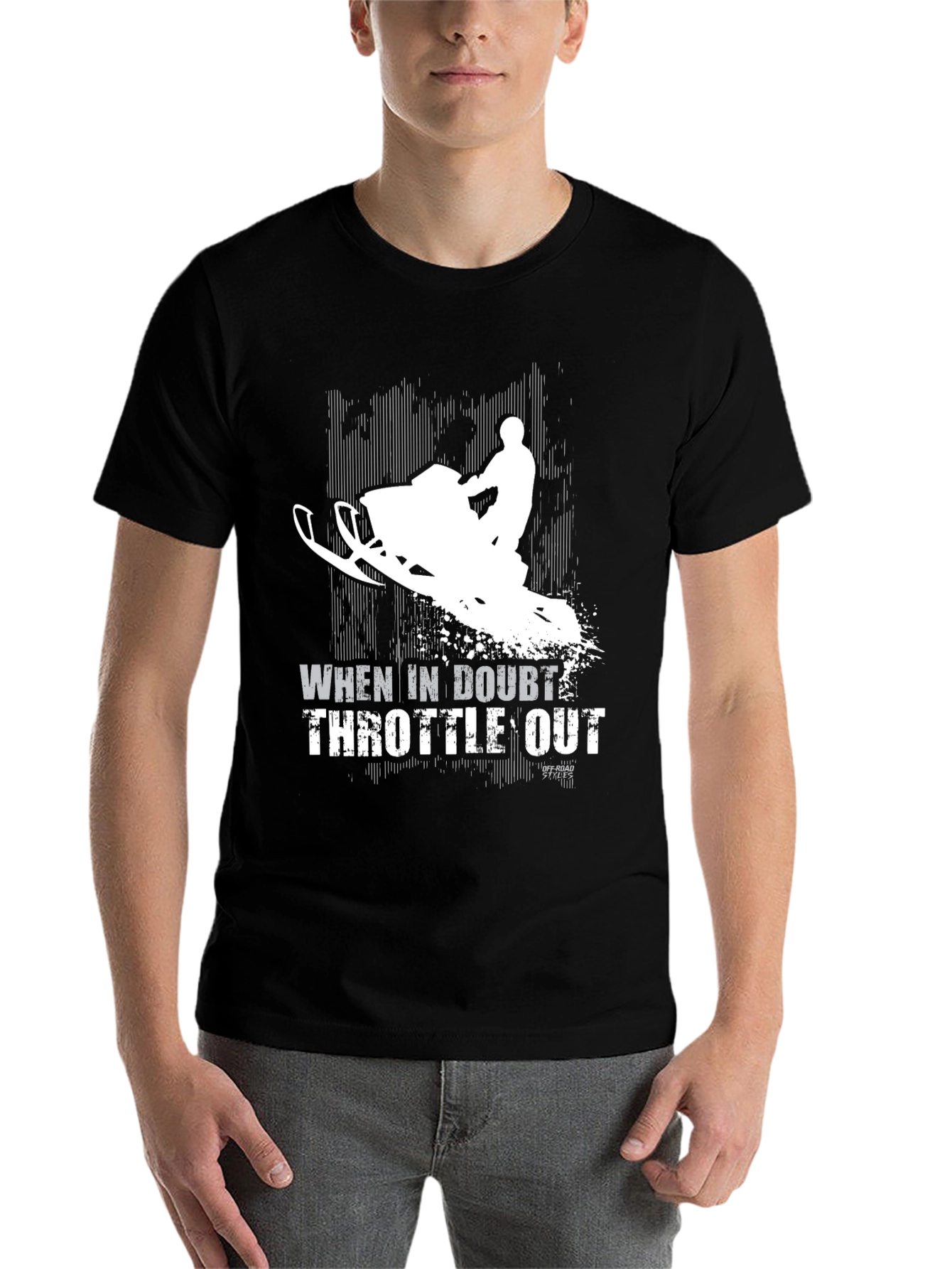 Black When in Doubt Throttle Out Snowmobile Black T-Shirt view 7