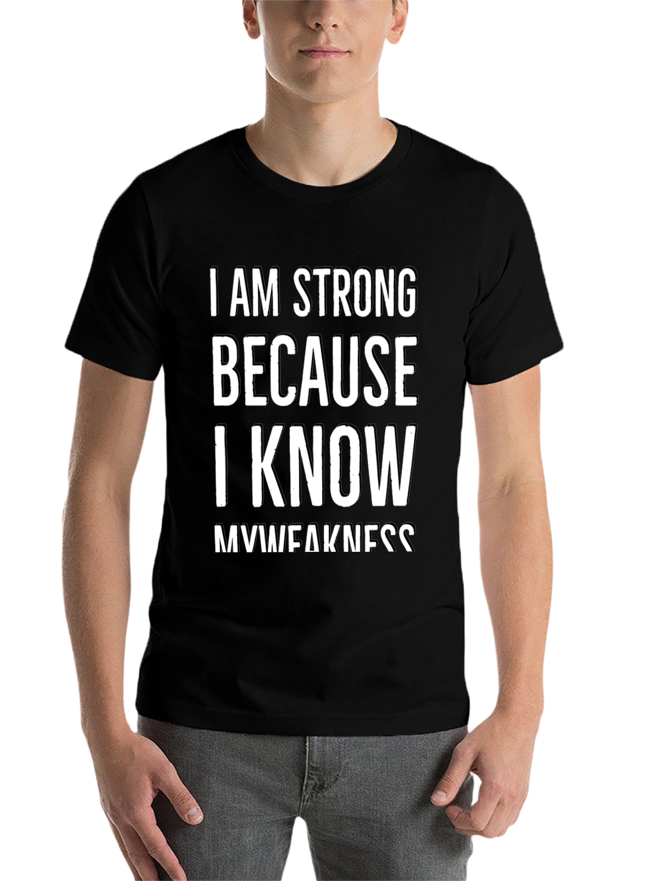 Black I Am Strong Men's Graphic T-Shirt view 7