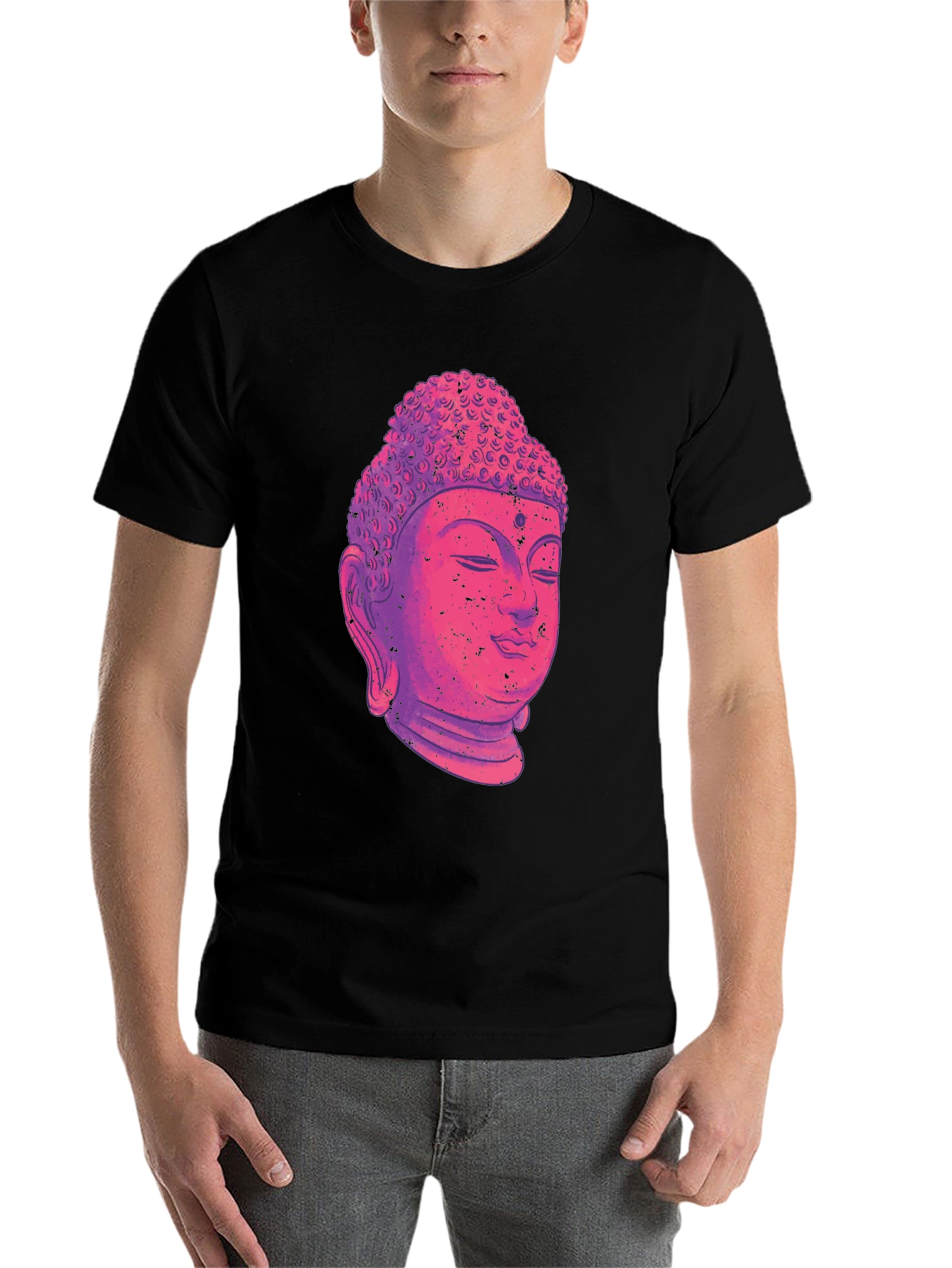 Black Buddha Head Graphic T-Shirt - Black view 7