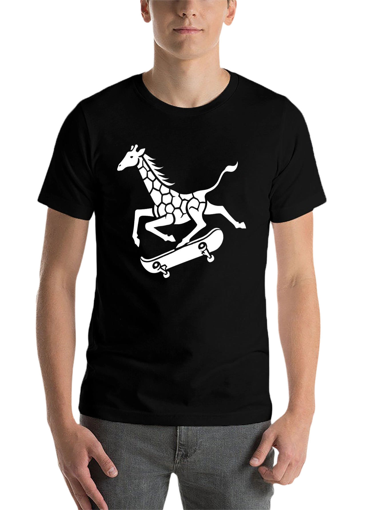 Black Giraffe Skateboarder Graphic Tee view 7