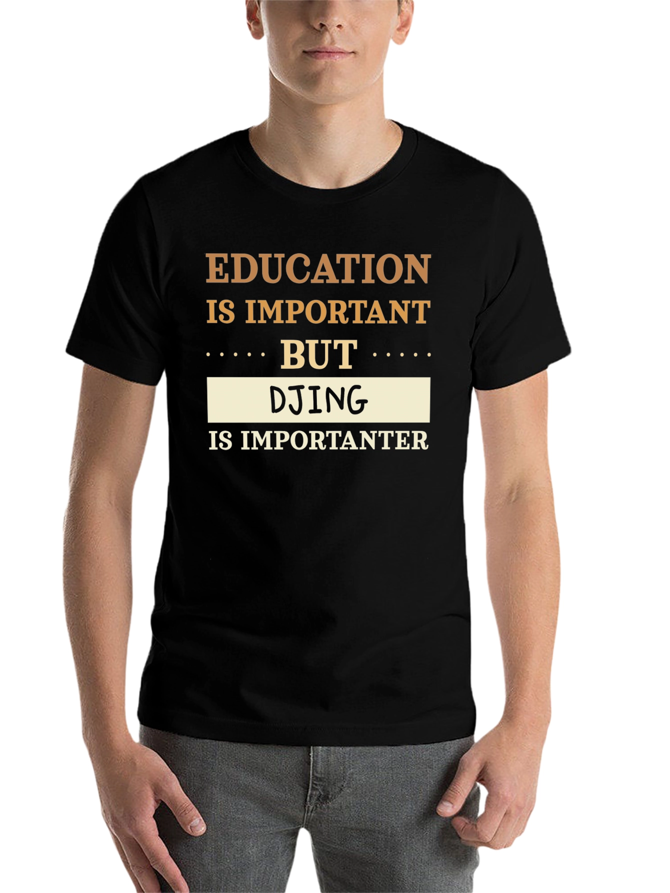 Black Education vs DJing T-Shirt Funny DJ Gift view 7