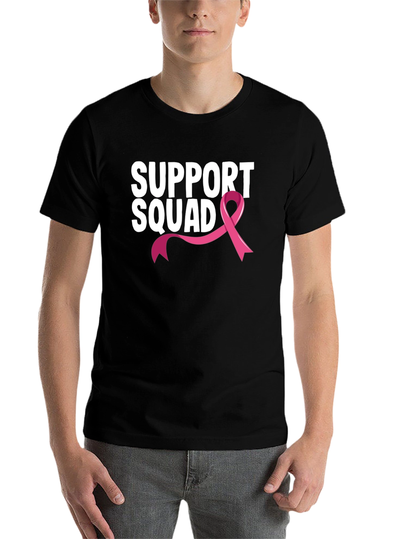 Black Support Squad Breast Cancer Awareness T-Shirt view 7