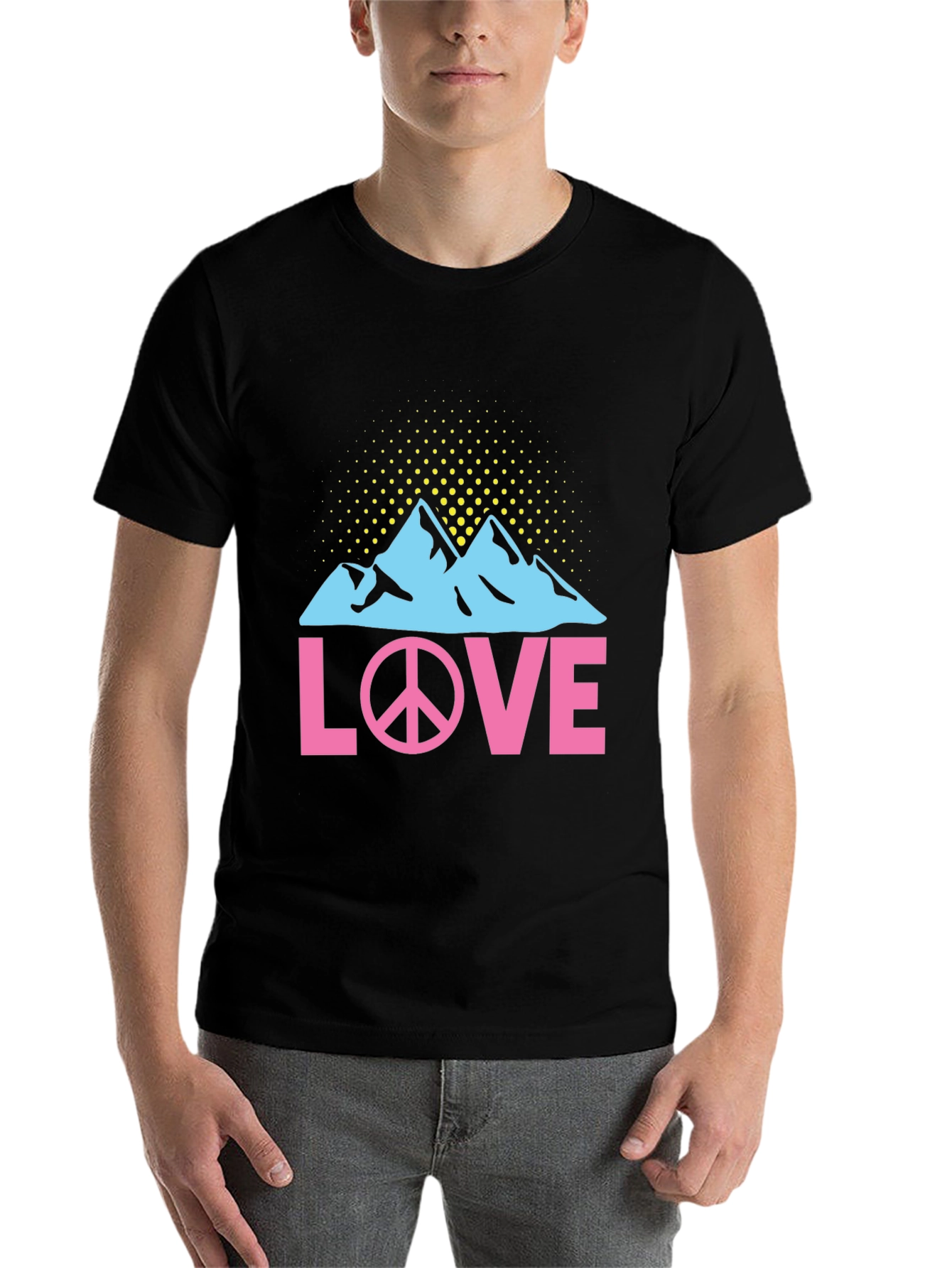 Black Peace Love Mountains Graphic T-Shirt view 7
