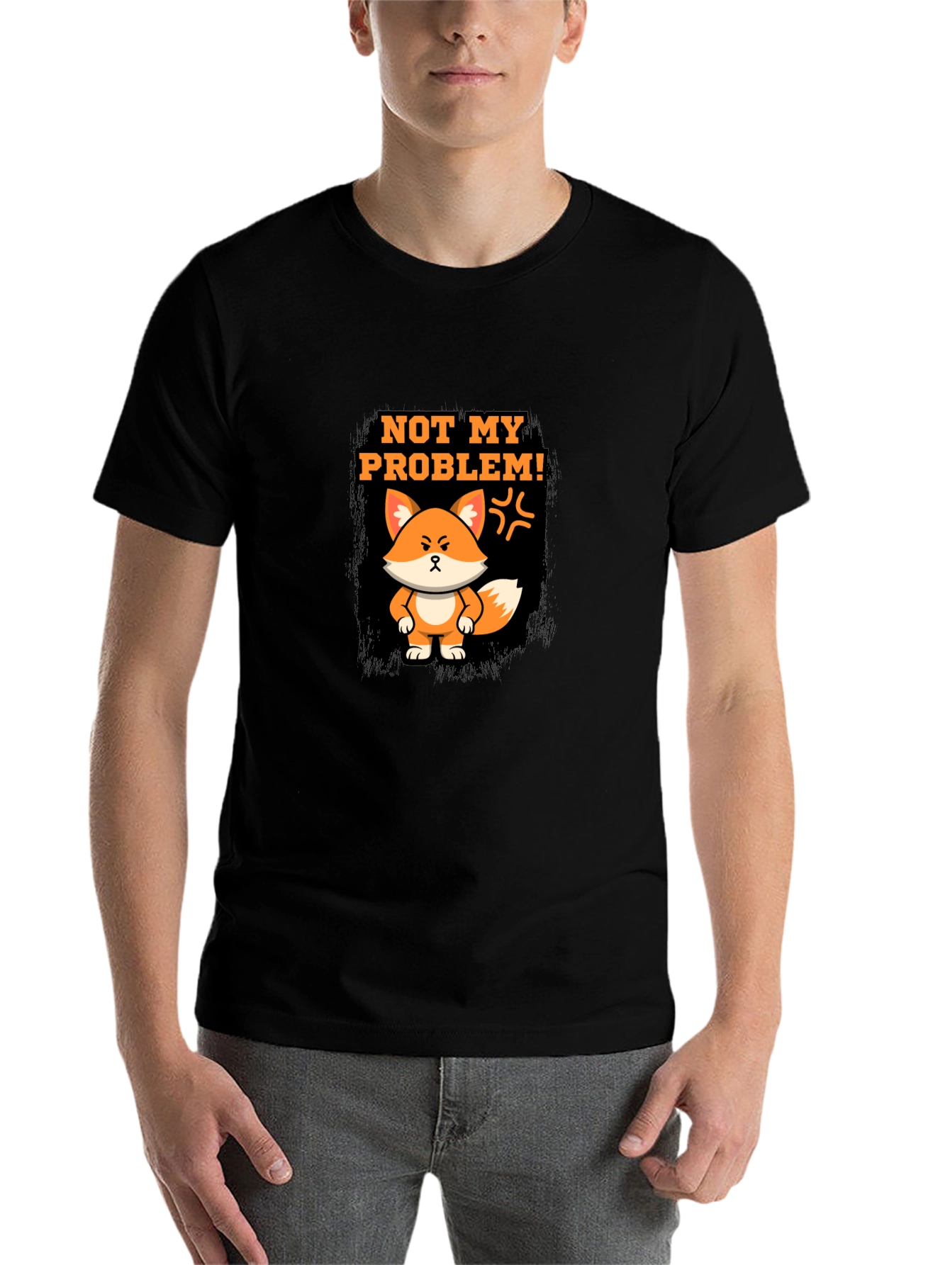 Black Not My Problem Fox Graphic T-Shirt view 7