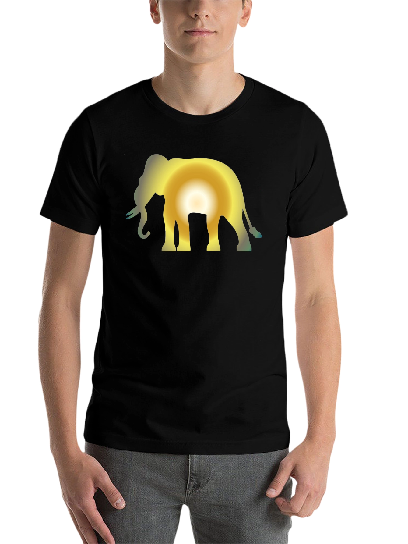 Black Elephant Sunset Black T-Shirt view 7