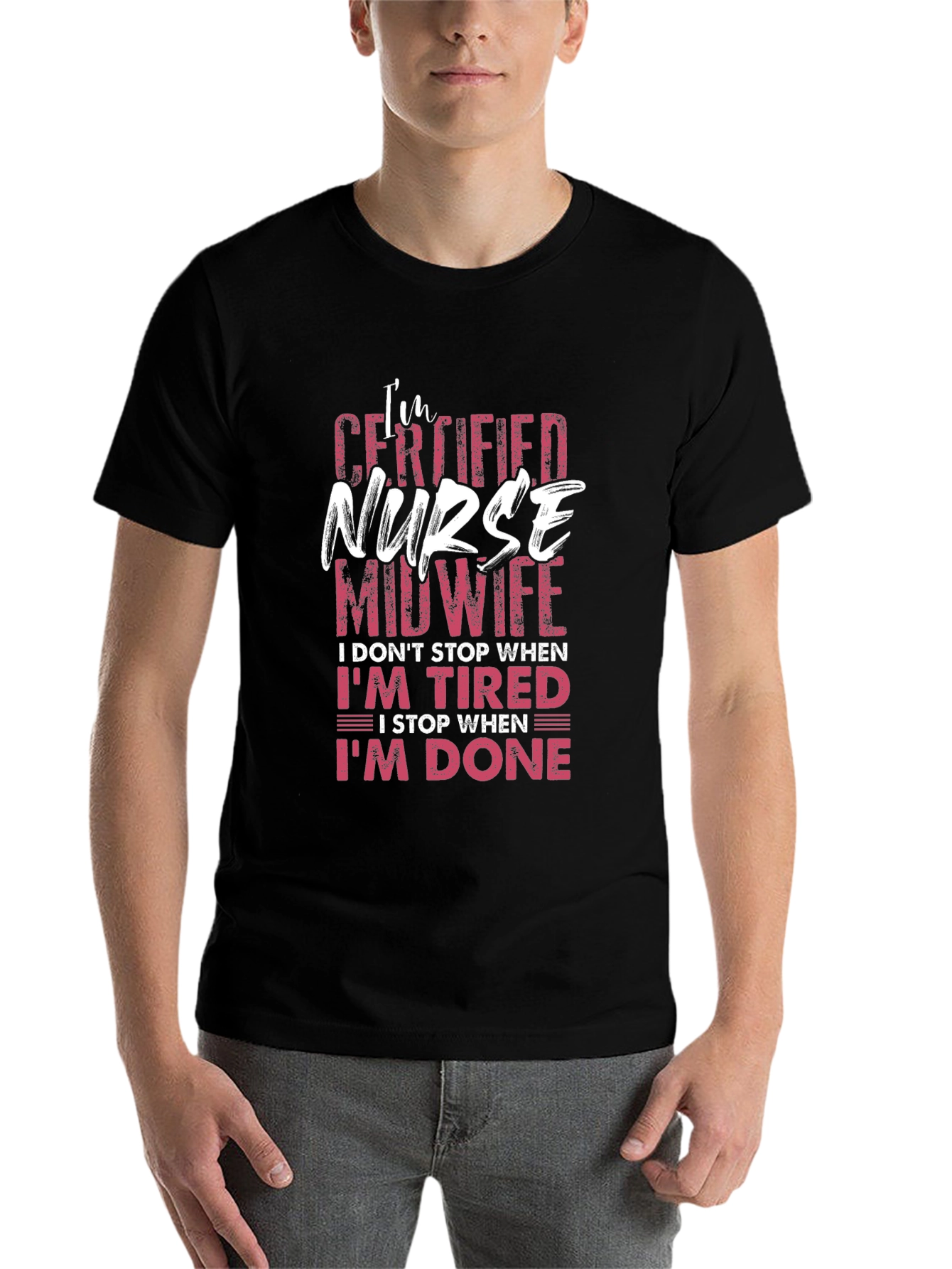 Black Certified Nurse Midwife Graphic T-Shirt view 7