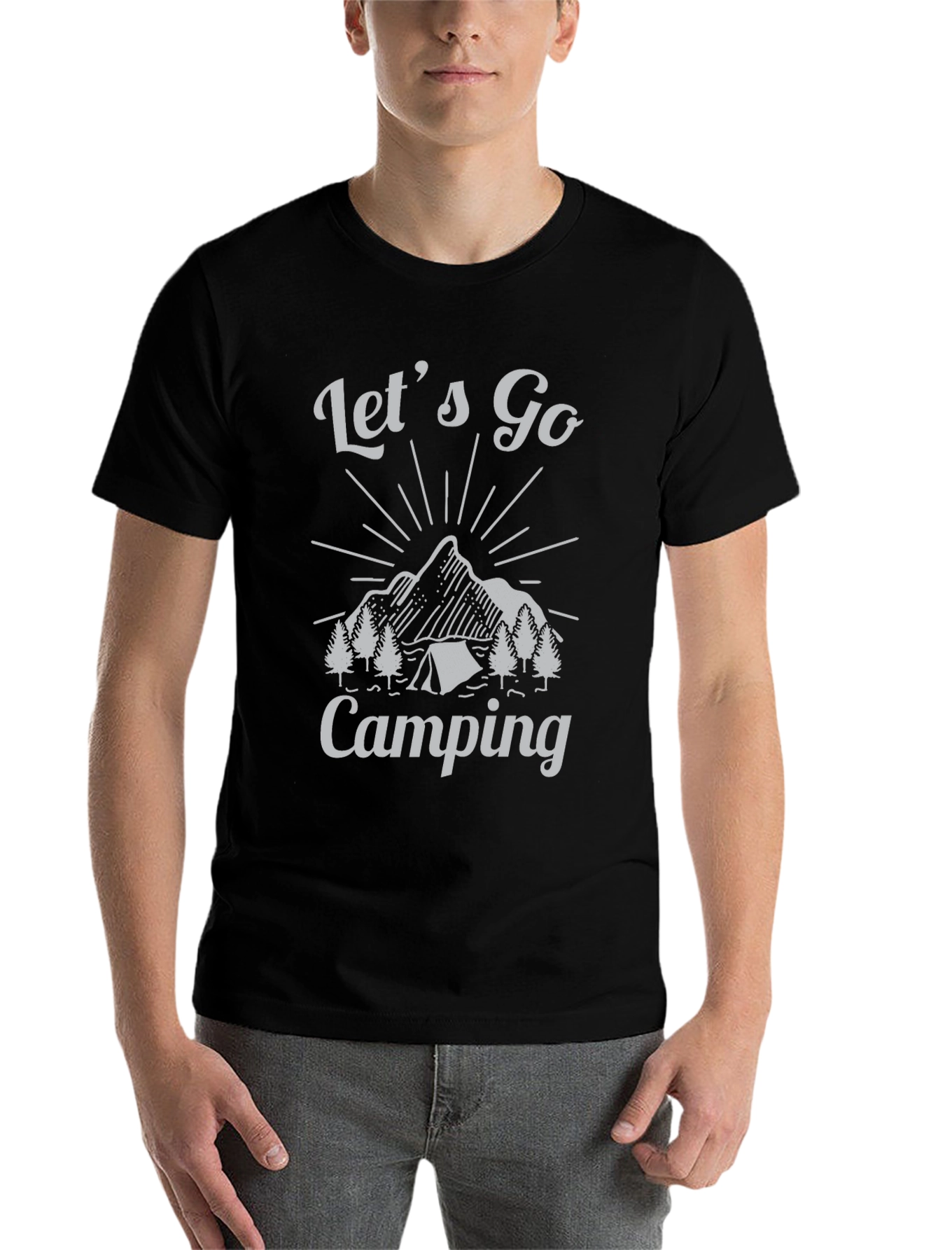 Black Let's Go Camping T-Shirt view 7