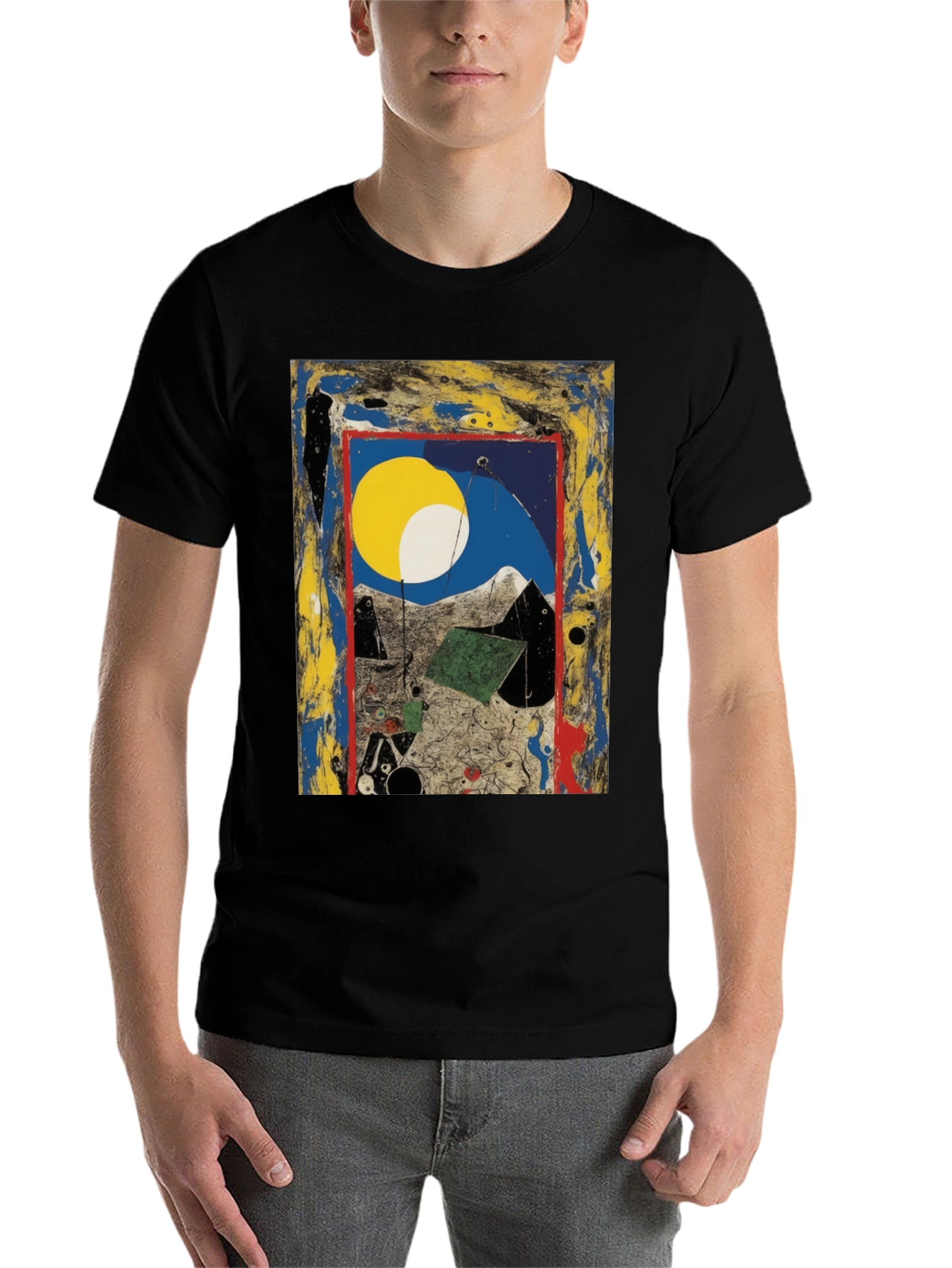 Black Abstract Art Print Tee - Modern Artistic Fashion view 7