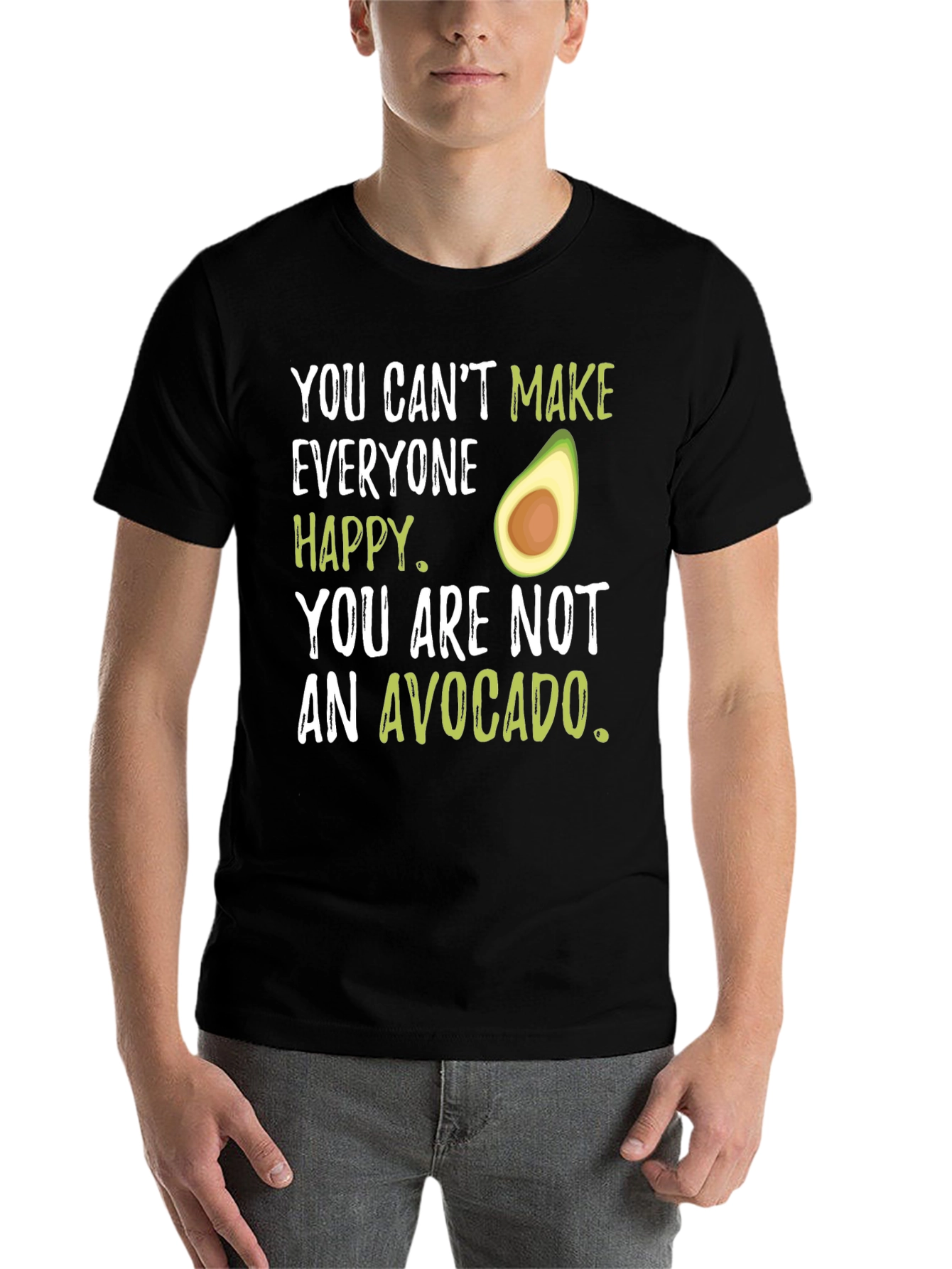 Black Funny Avocado Graphic T-Shirt - You Can't Make Everyone Happy view 7