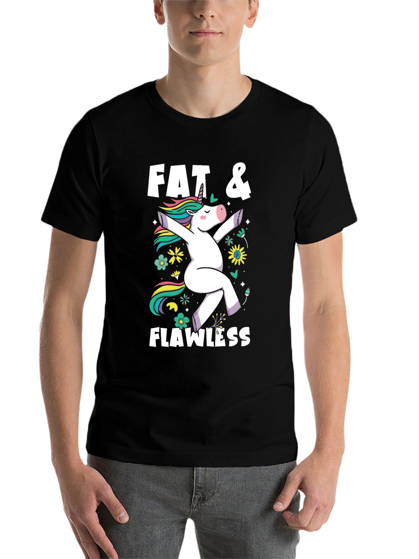 Black Fat & Flawless Unicorn Graphic Tee view 7