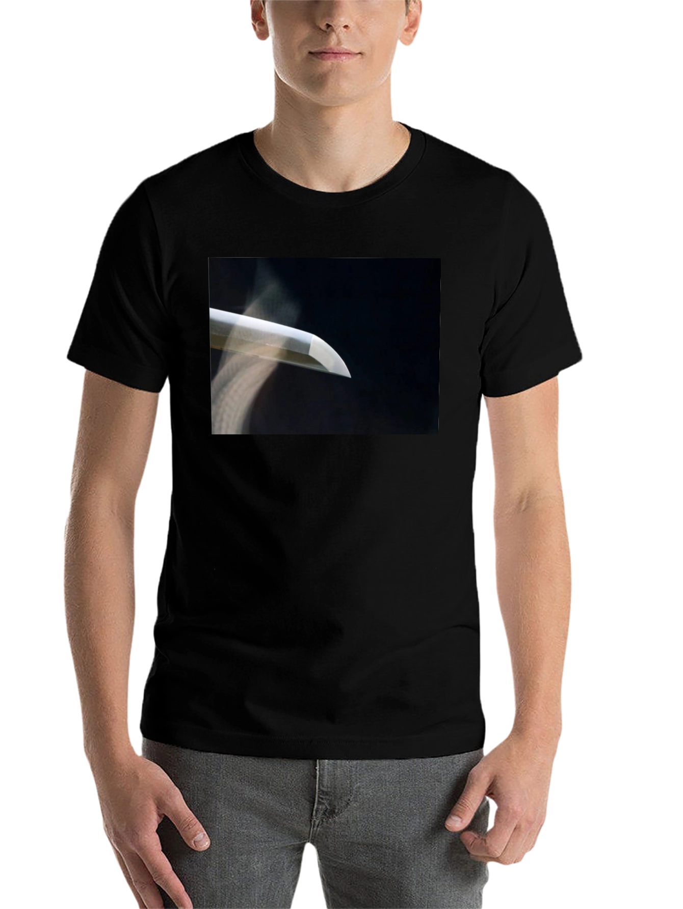 Black Samurai Blade Graphic Tee - Sleek & Stylish Cotton Shirt view 7