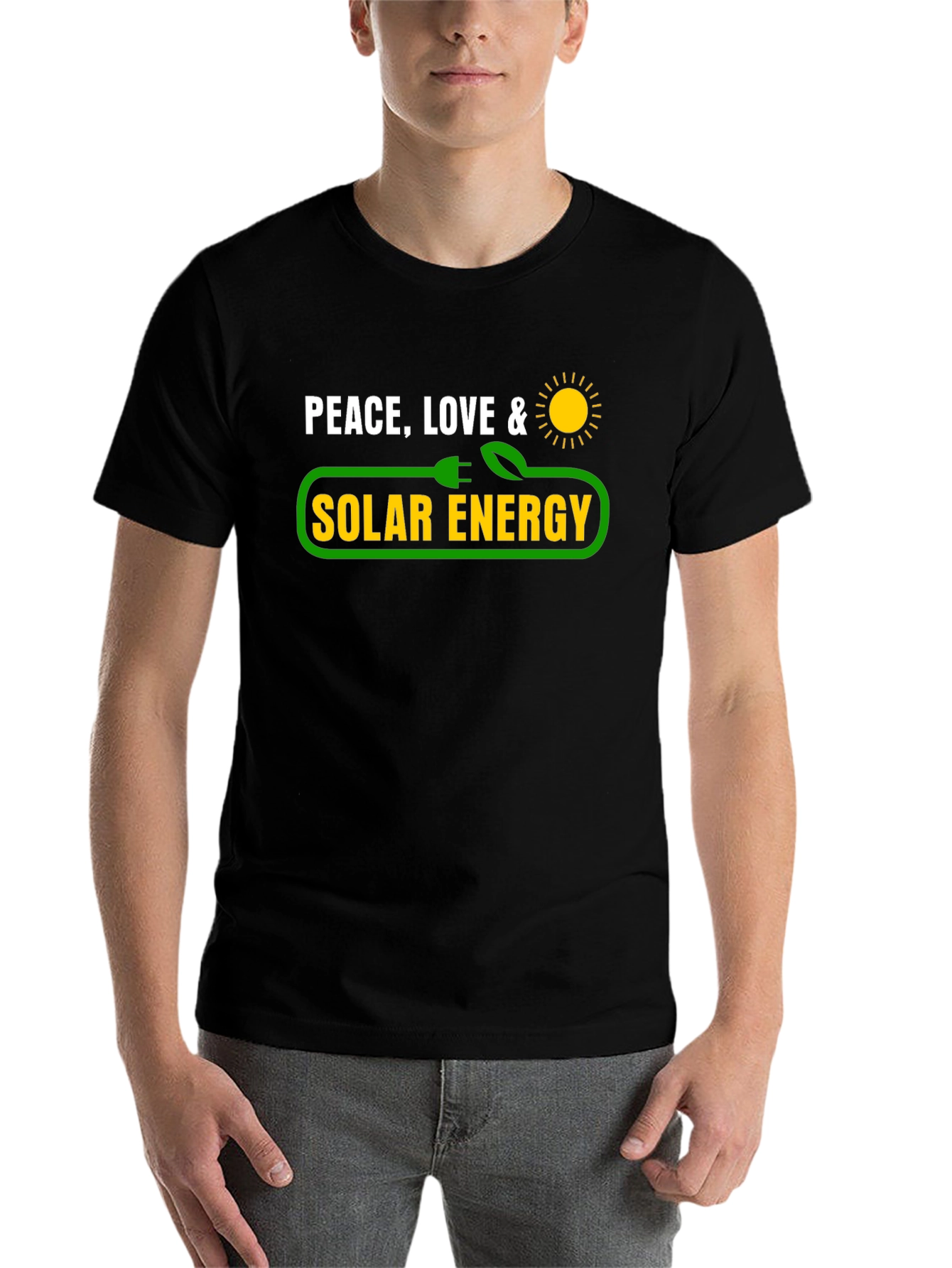 Black Peace Love & Solar Energy Graphic T-Shirt view 7