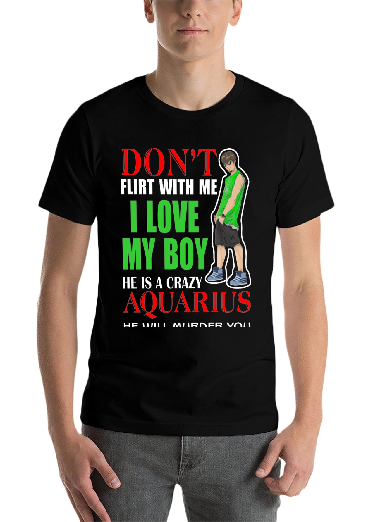 Black Crazy Aquarius Boy Graphic Tee view 7