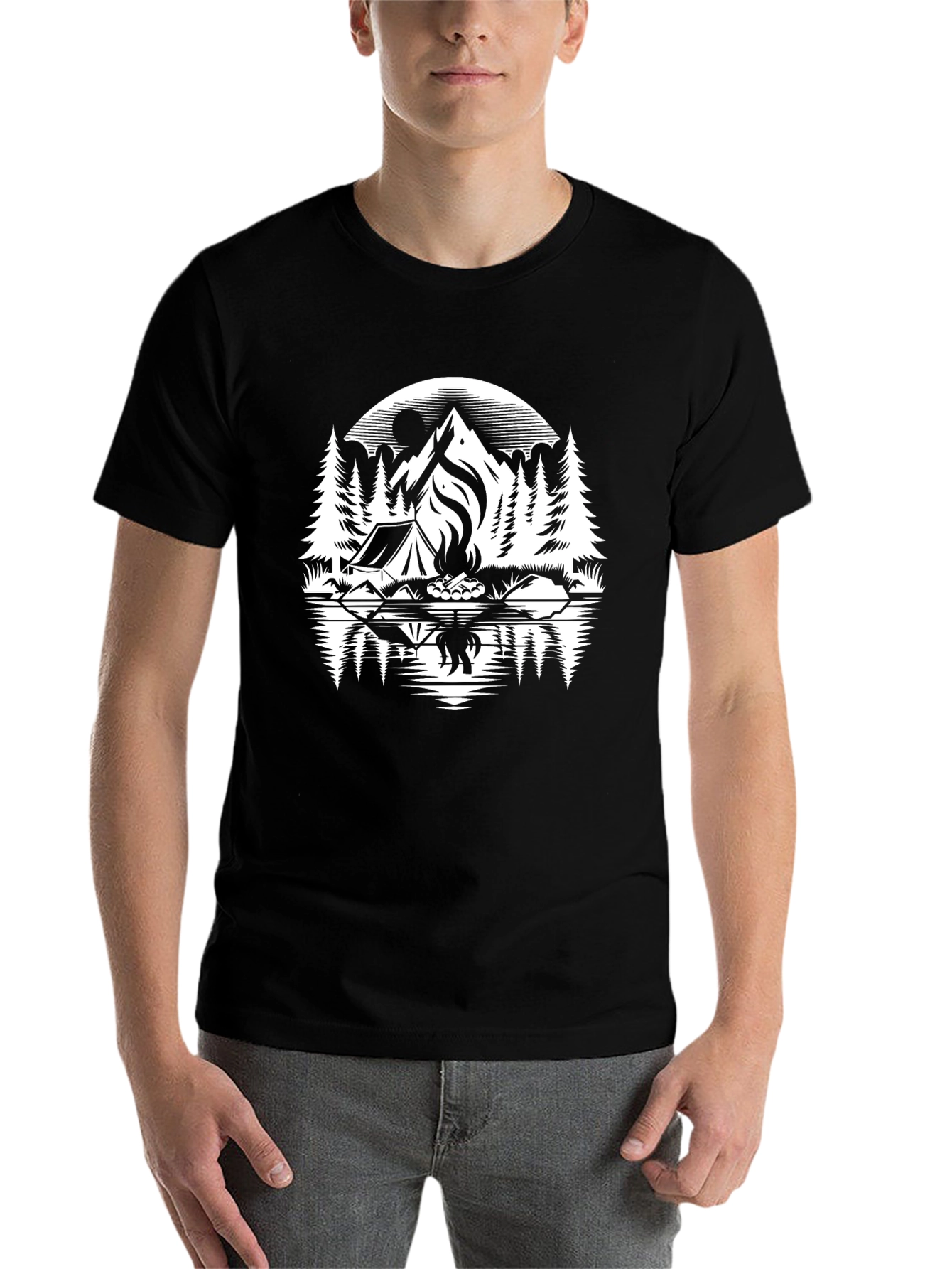 Black Camping Adventure Graphic T-Shirt view 7