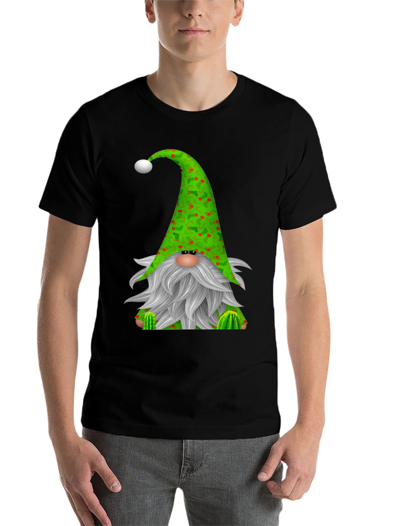Black Festive Gnome Black T-Shirt view 7