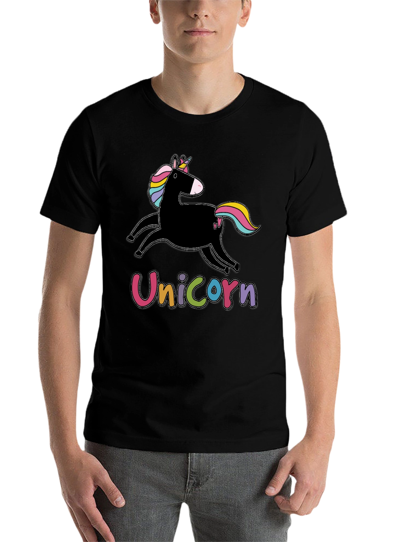 Black Unicorn Graphic T-Shirt - Men's Black Tee view 7